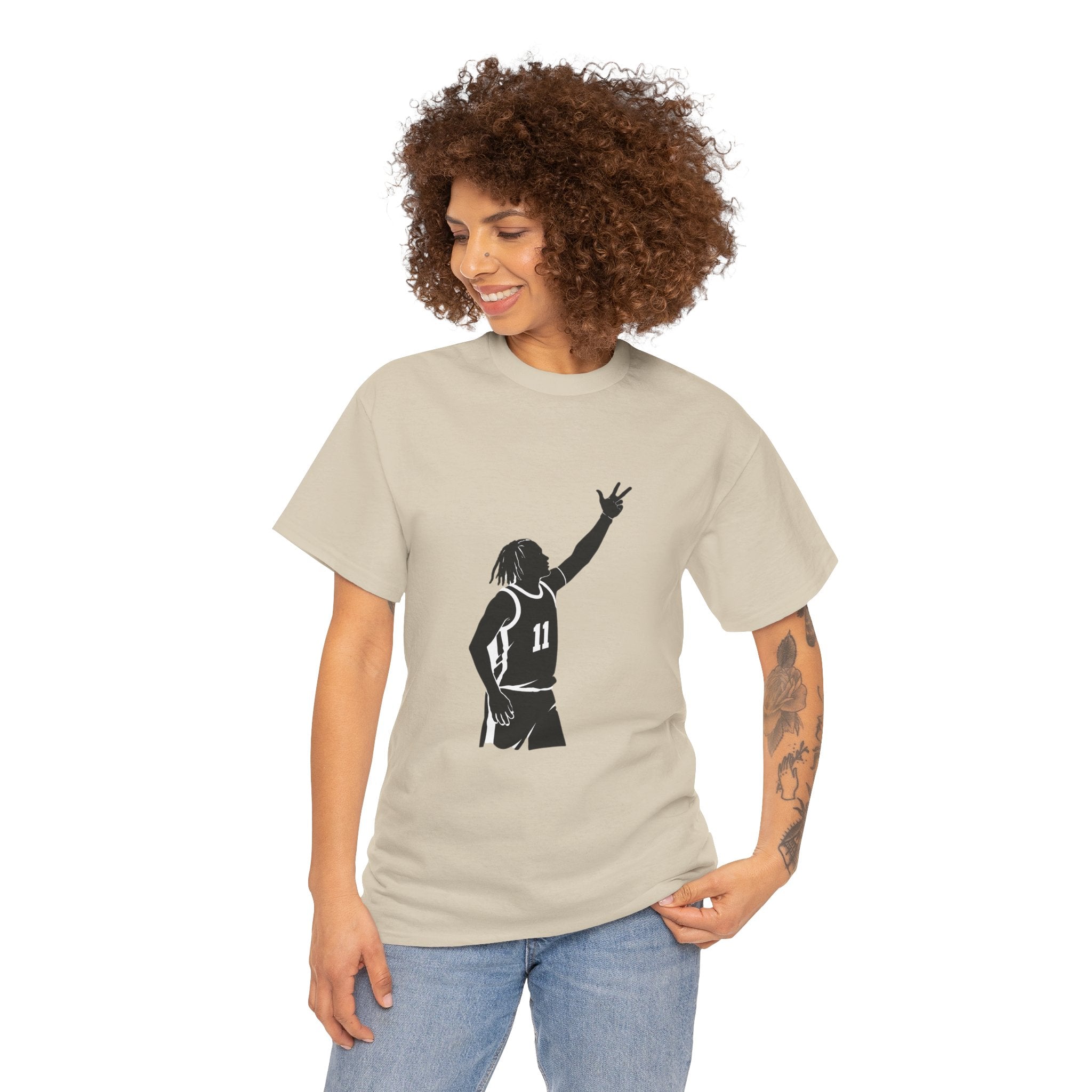 Customizable Jalen Brunson 3 Points Celly T-Shirt | New York Basketball Tee