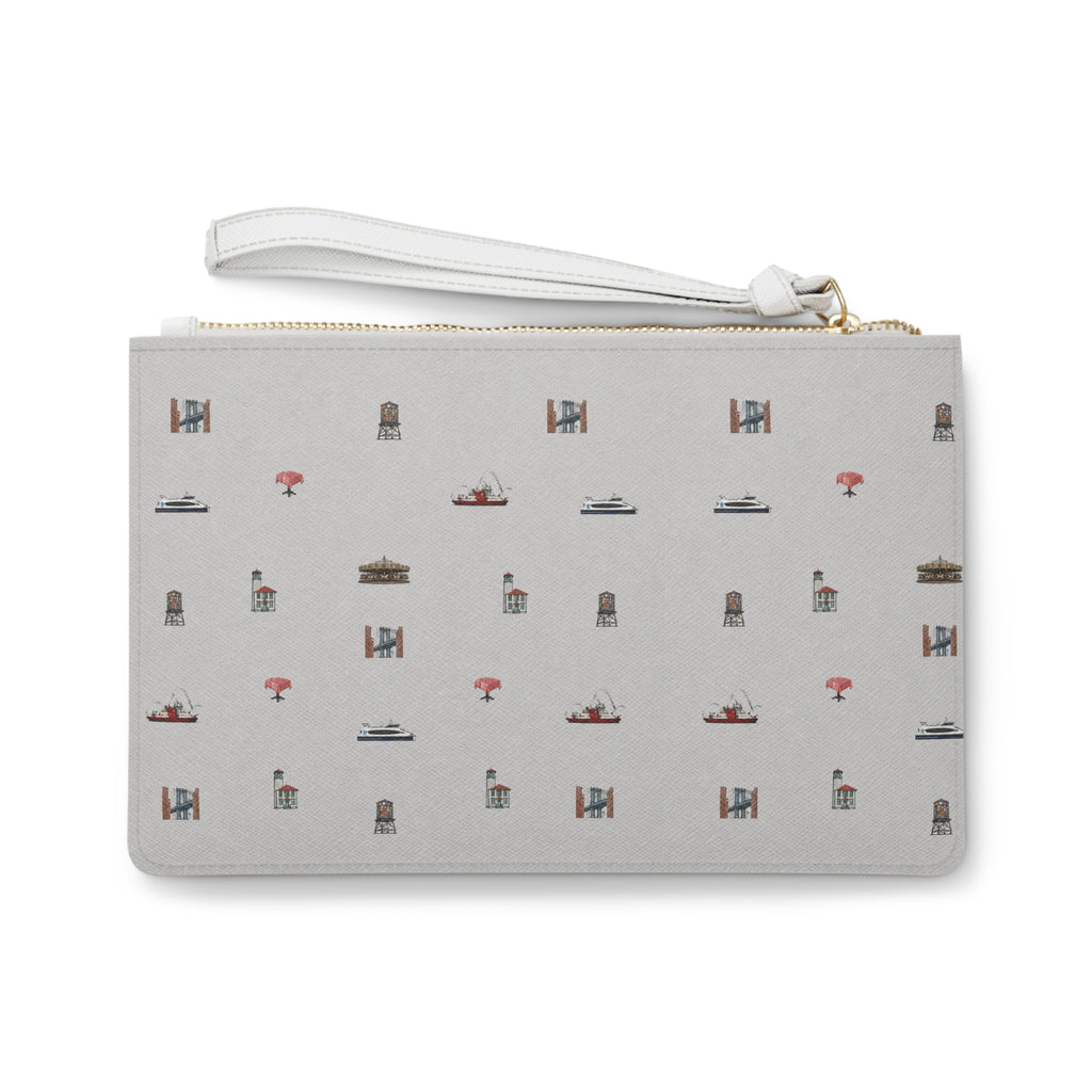 Icons of DUMBO Heather Gray Pattern Clutch Bag