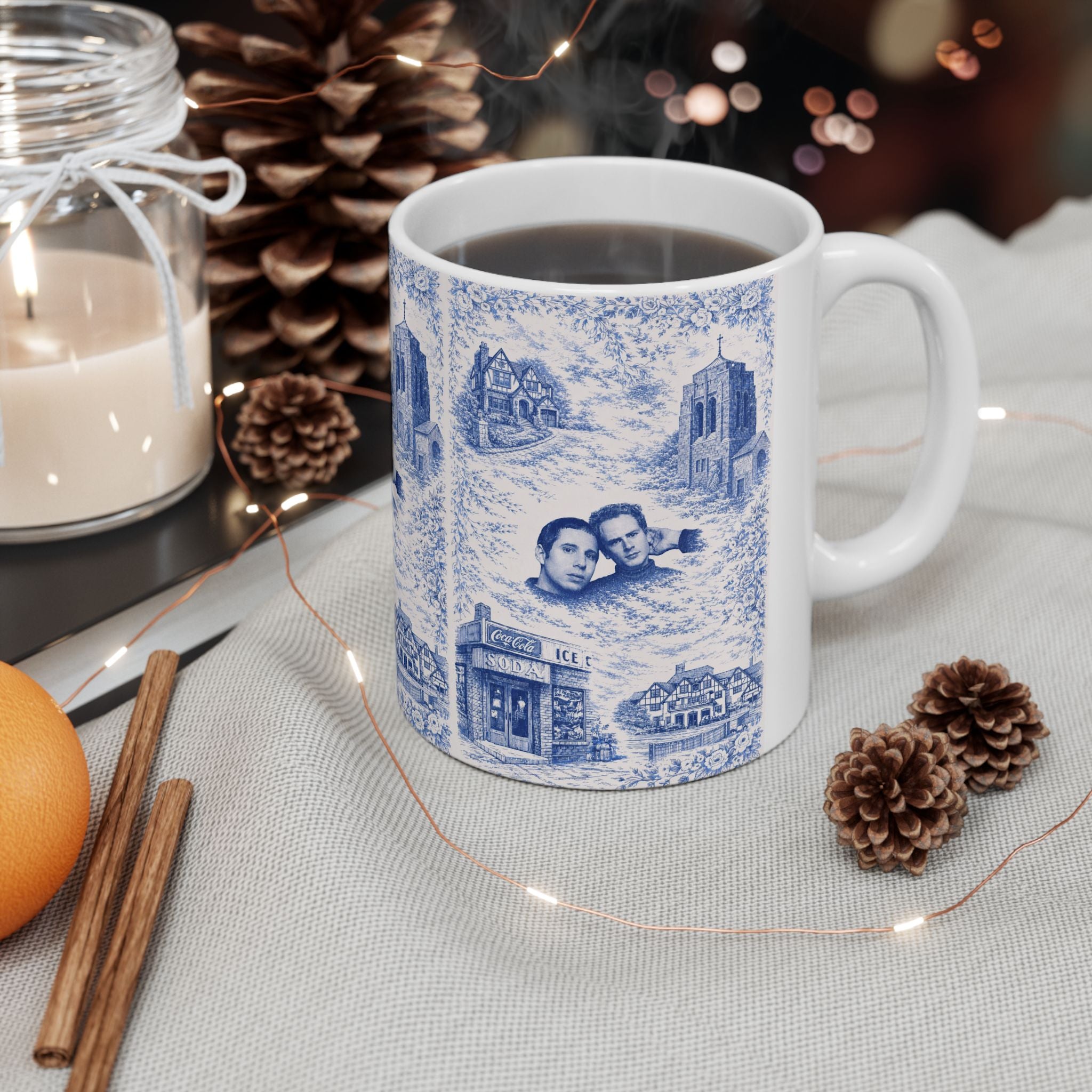 Forest Hills Blue and White Toile De Jouy Mug | Queens Chinoiserie