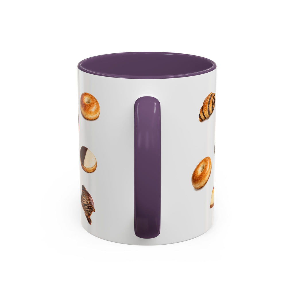 NYC Kosher Bakery Pattern Mug | Babka Cheesecake Rugelach Black + White Cookie Challah Bagel 11oz Ceramic Coffee Cup