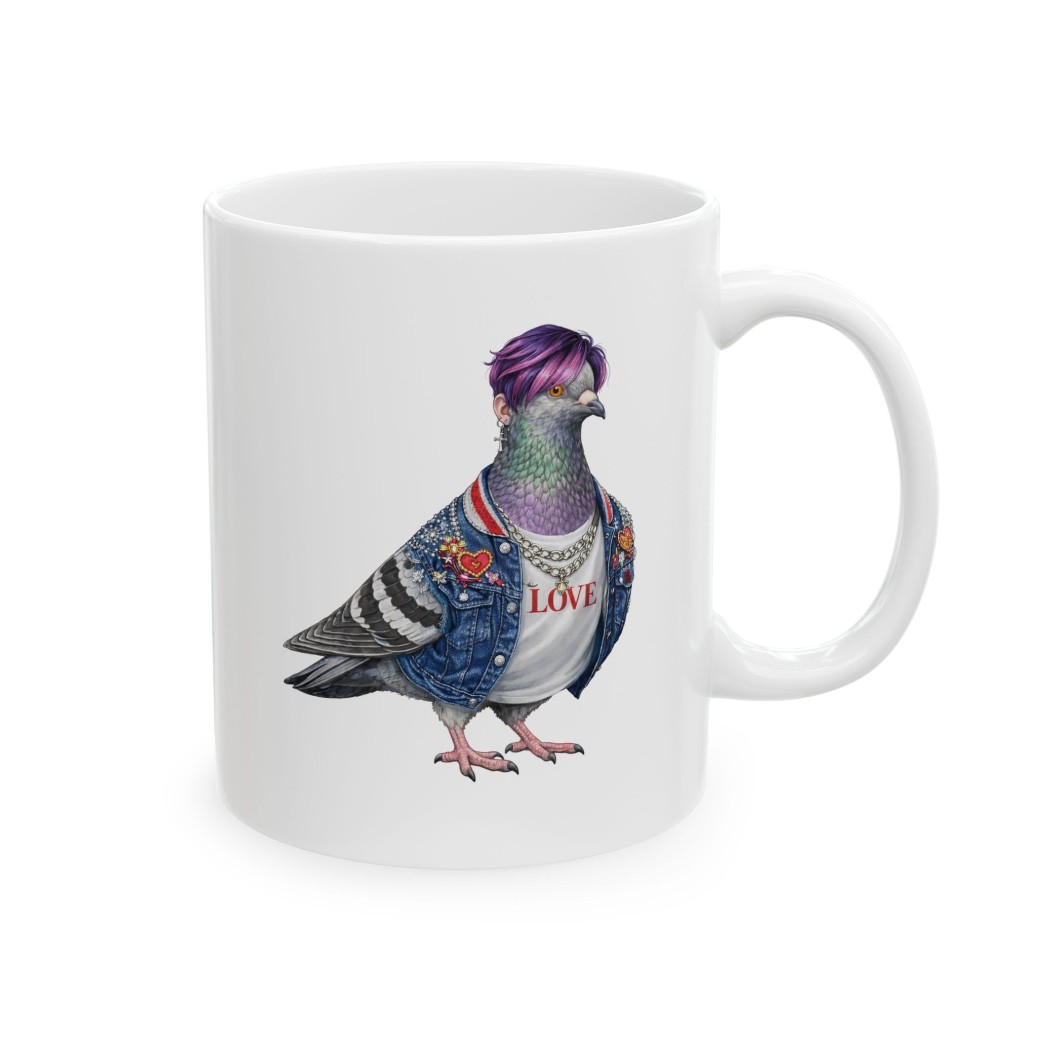 Customizable Koreatown NYC Pigeon Mug | New York Baseball Fan Bird Lovers Ceramic Coffee Cup