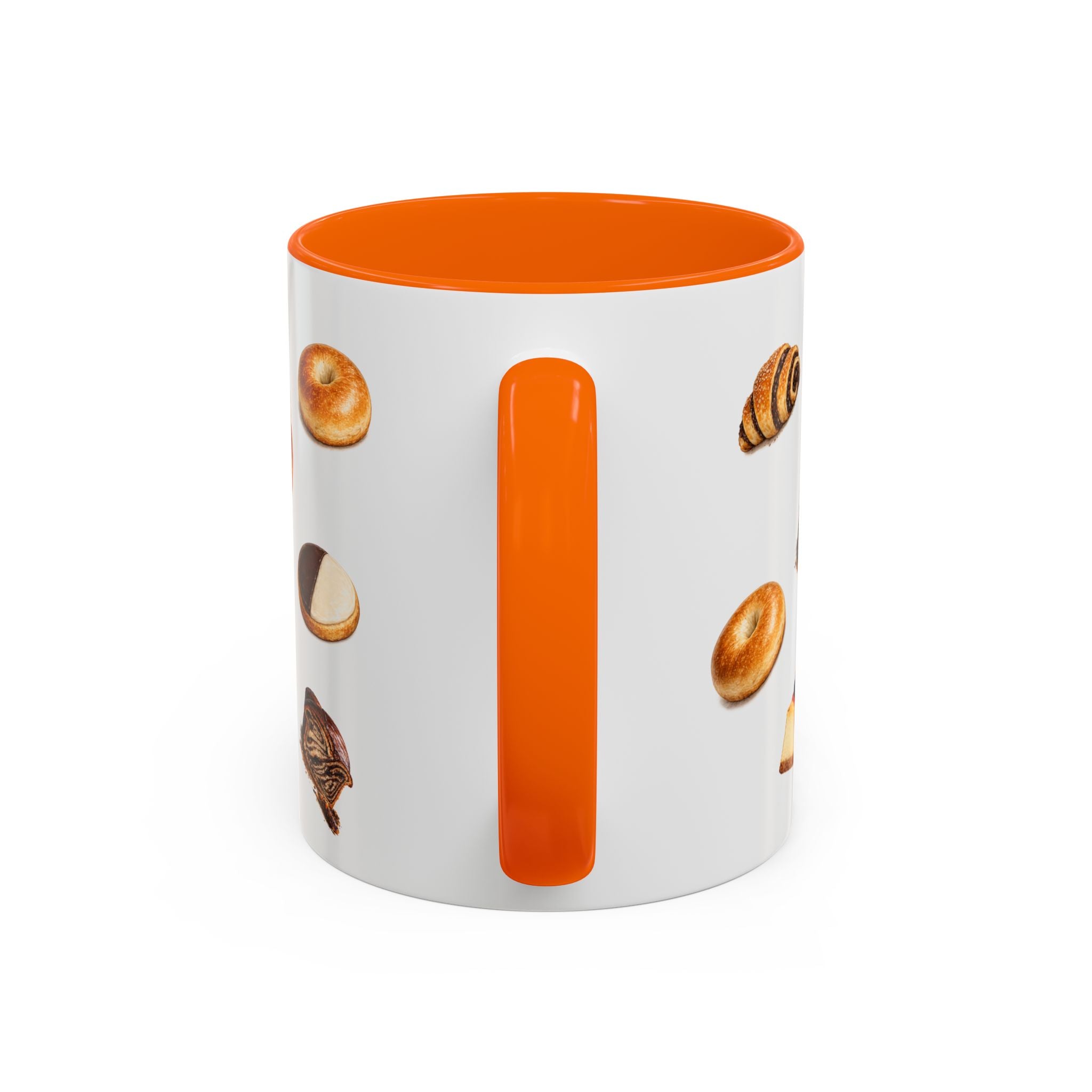 NYC Kosher Bakery Pattern Mug | Babka Cheesecake Rugelach Black + White Cookie Challah Bagel 11oz Ceramic Coffee Cup