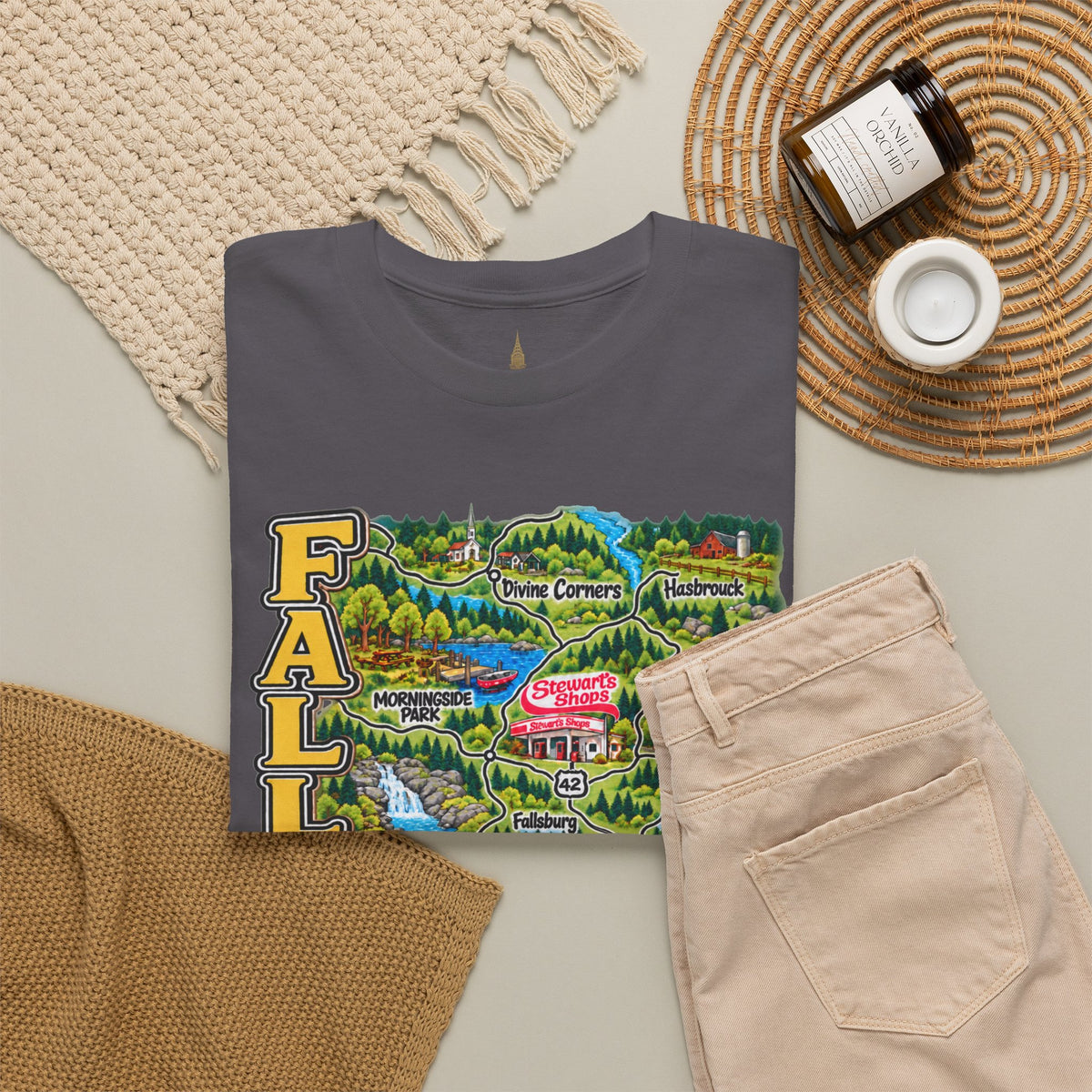 Fallsburg, NY Map T-Shirt  Catskills Upstate New York Tee