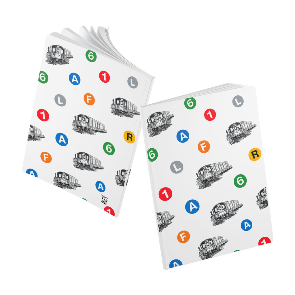 New York Subway Train Transit Icons  Pattern Journal | NYC Metro Subway Pattern Softcover Notebook