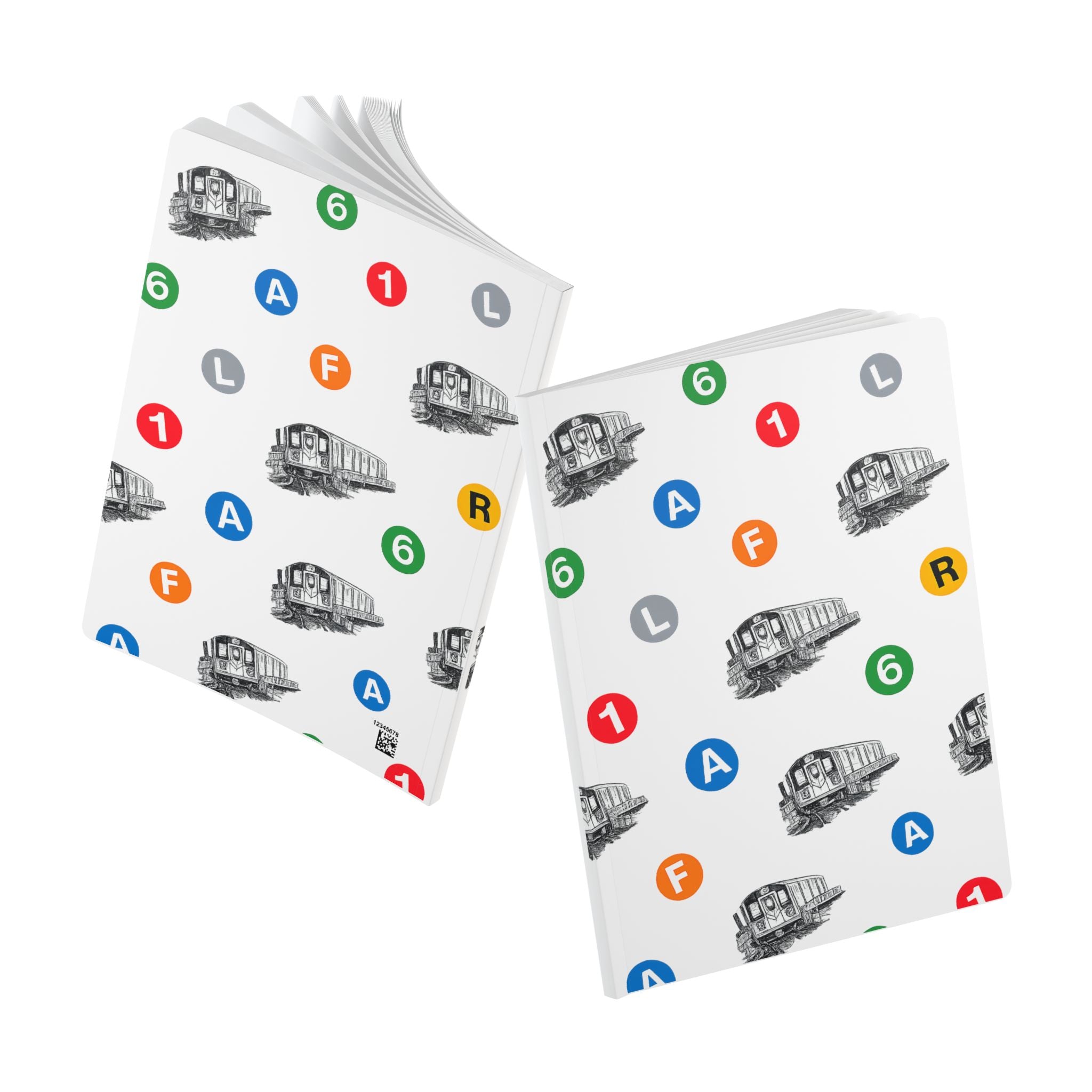 New York Subway Train Transit Icons  Pattern Journal | NYC Metro Subway Pattern Softcover Notebook