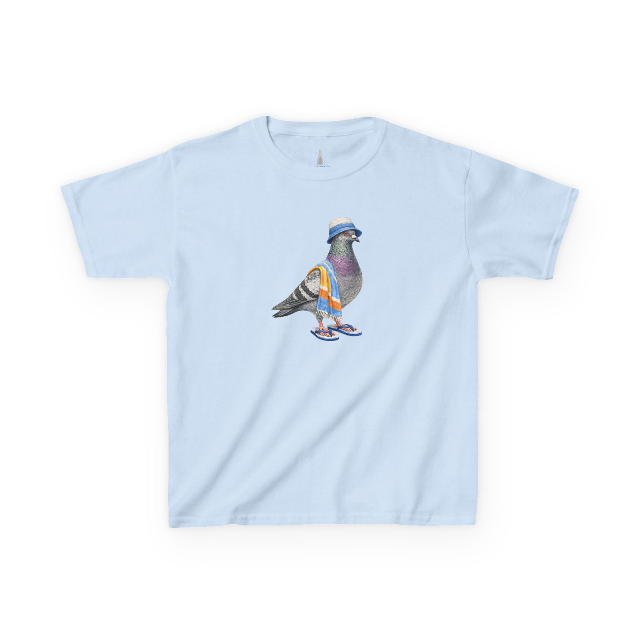 Customizable Coney Island NYC Pigeon Kid Tee —  Cute Bird Beach Bum T-Shirt for Children