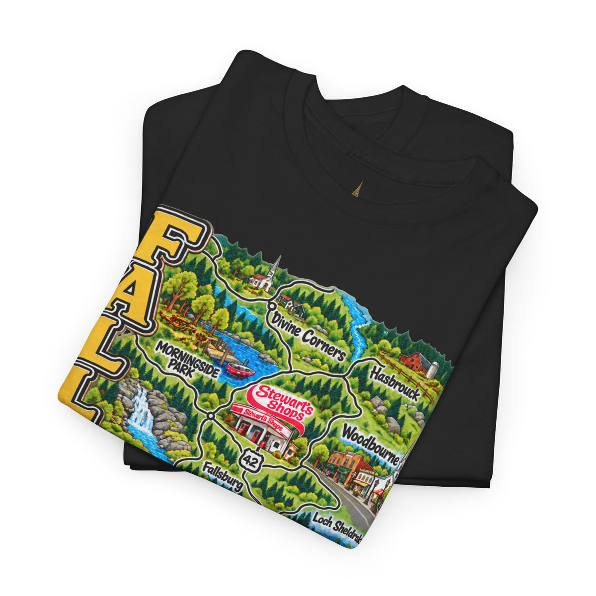 Fallsburg, NY Map T-Shirt  Catskills Upstate New York Tee