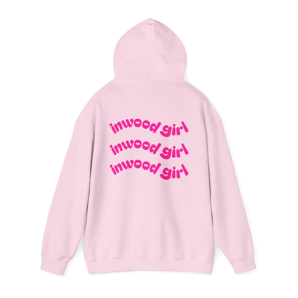 Inwood Girl Hoodie – Retro Pink Wave Back Print Hooded Sweatshirt