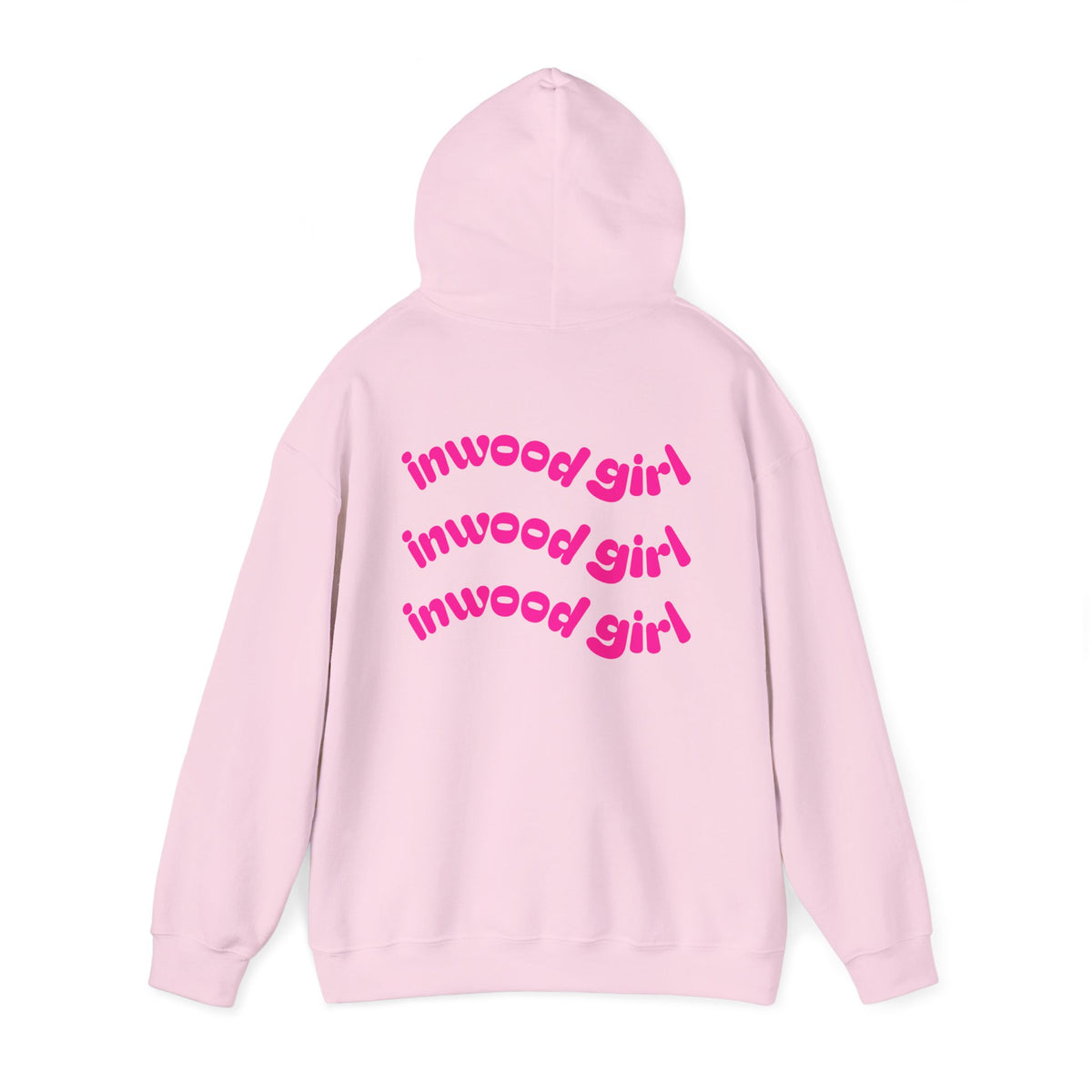 Inwood Girl Hoodie – Retro Pink Wave Back Print Hooded Sweatshirt