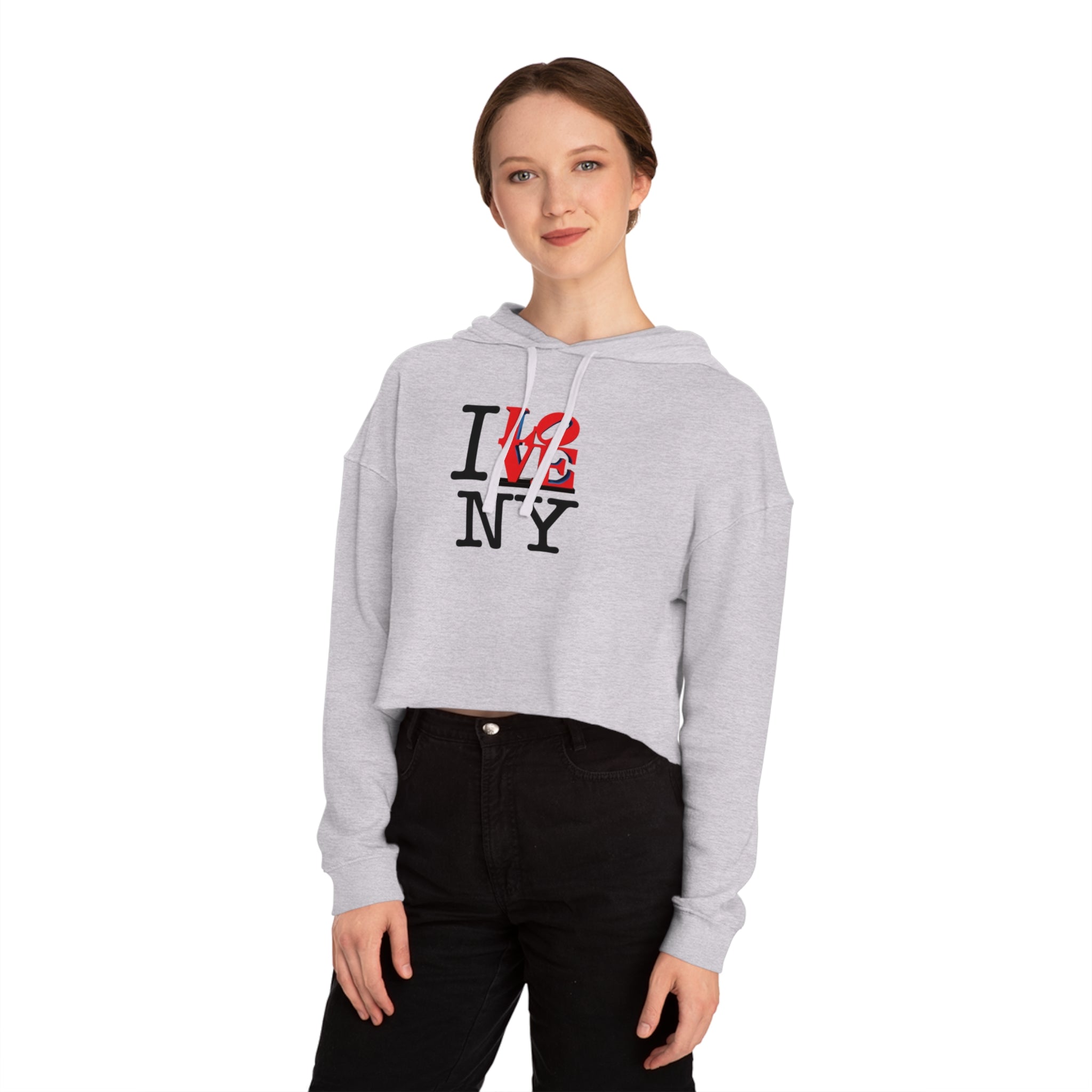I LOVE NY Cropped Hoodie - New York Cropped Hooded Sweatshirt