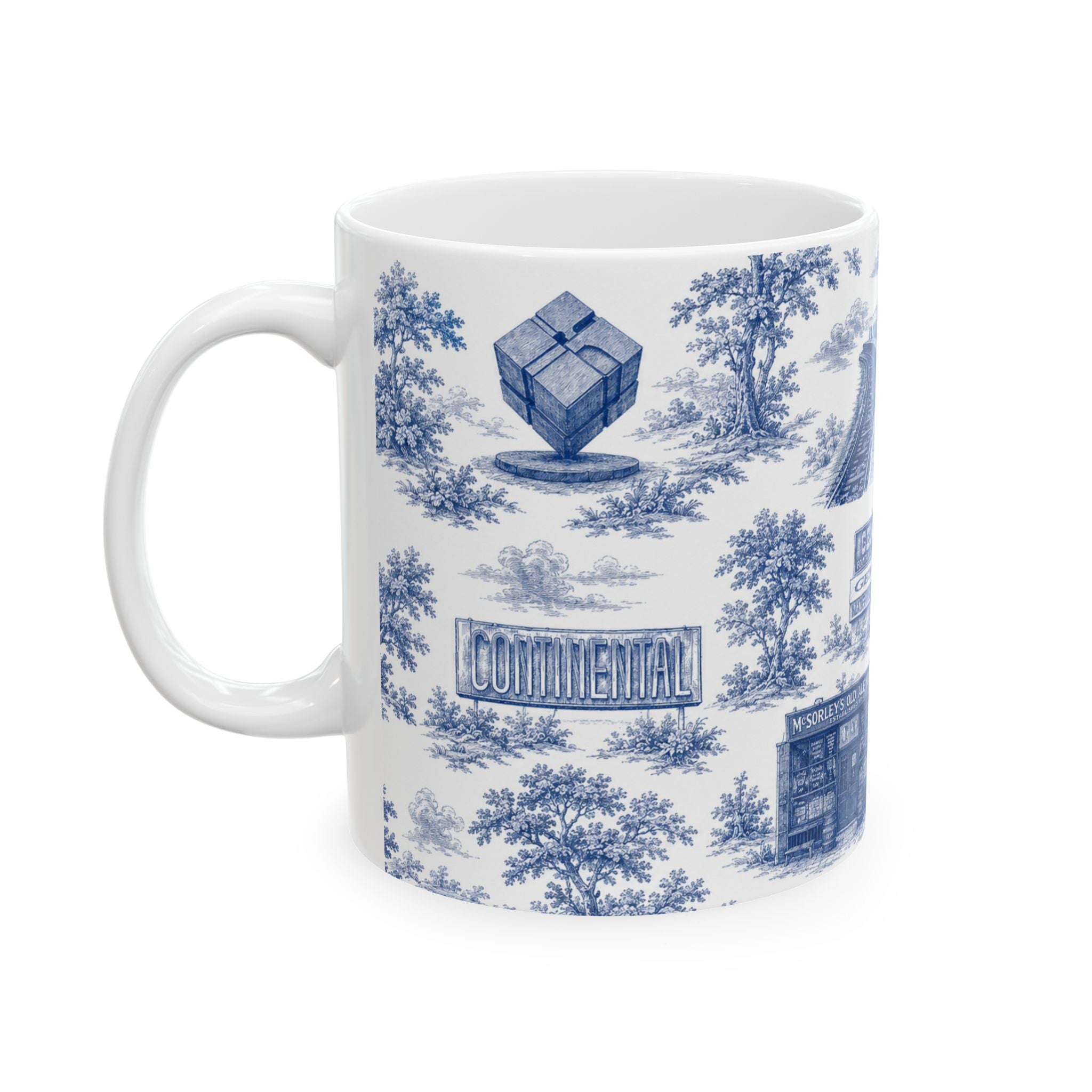 East Village Blue Toile de Jouy Mug | NYC Chinoiserie Ceramic Mug
