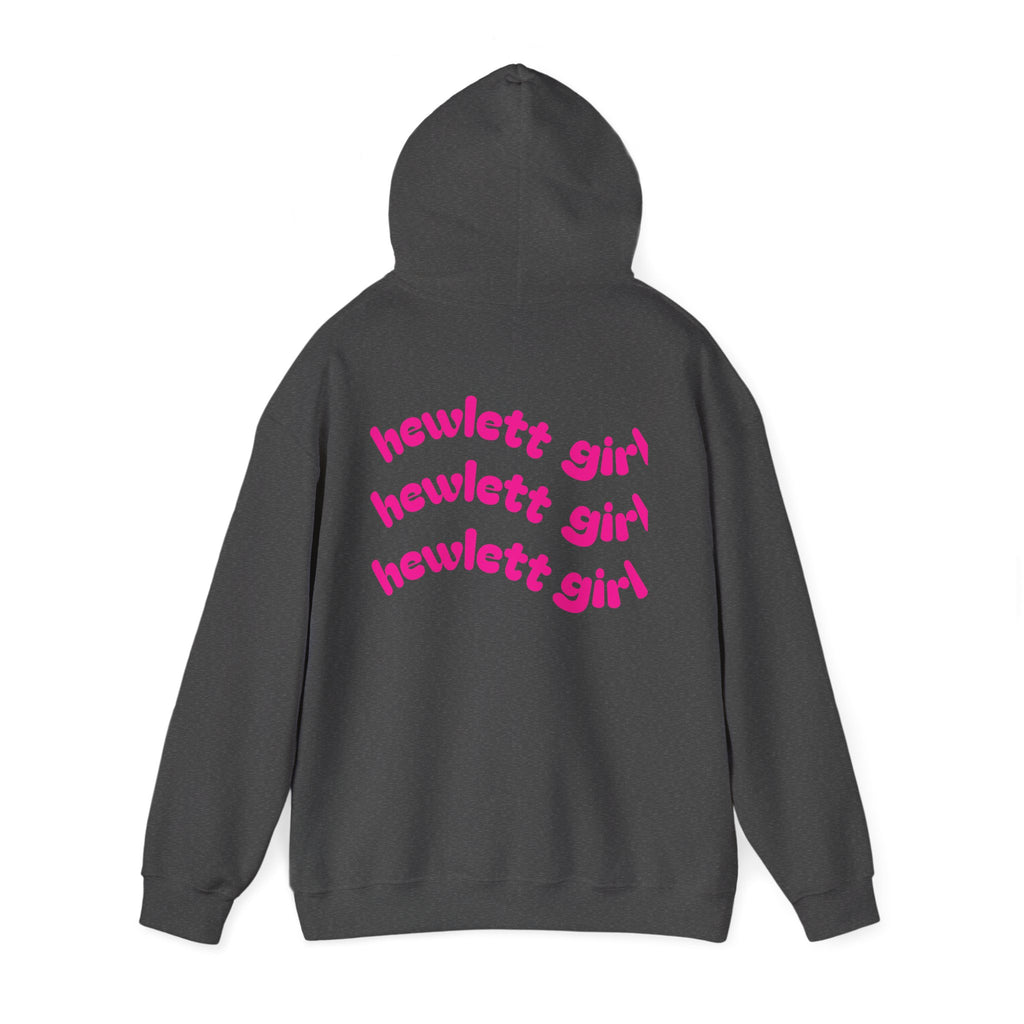 Hewlett Girl Hoodie – Retro Pink Wave Back Print Hooded Sweatshirt
