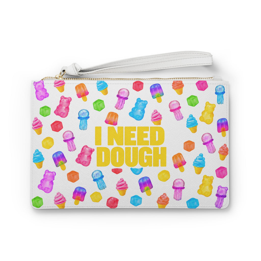 "Squishy Fund" Clutch Bag — "I Need Dough" Colorful Squishies Wallet