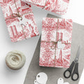 Manhattan NYC Red Toile Gift Wrapping Papers   Chinoiserie Old New York City Gift Wrap Empire State Building Twin Towers Statue of Liberty