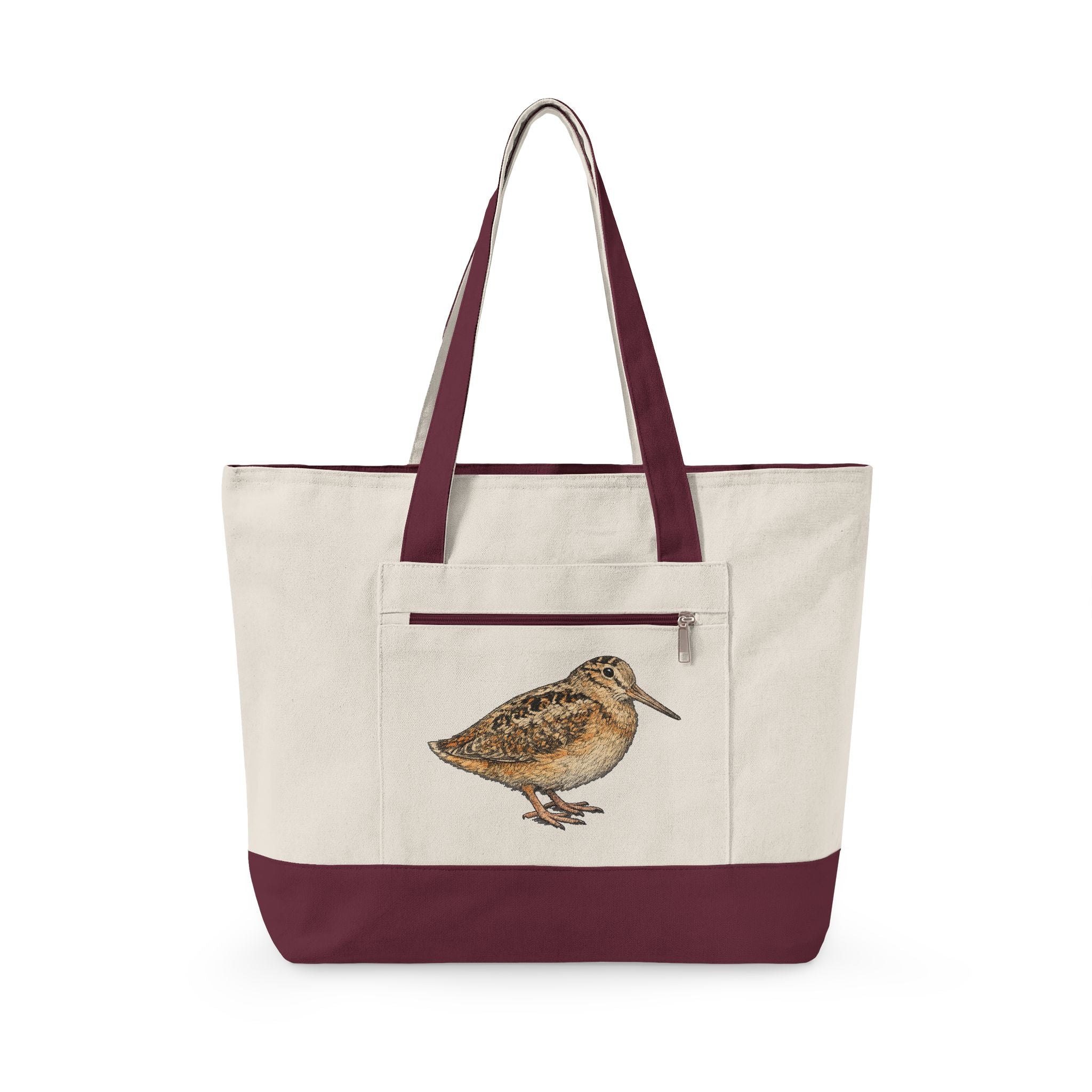 Bryant Park American Woodcock Zippered Canvas Tote Bag | Grocery Subway Tote