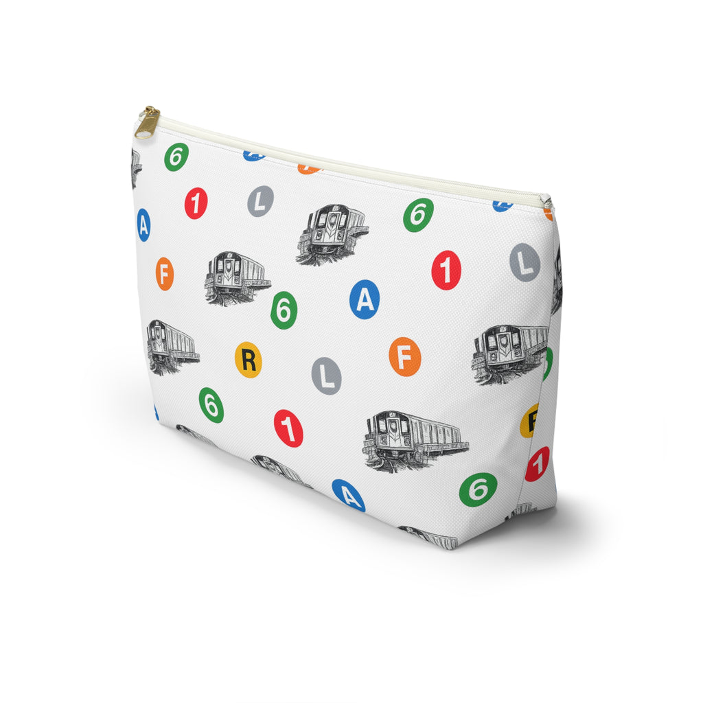 New York Subway Train Transit Icons Large Accessory Pouch — T-Bottom Makeup Bag
