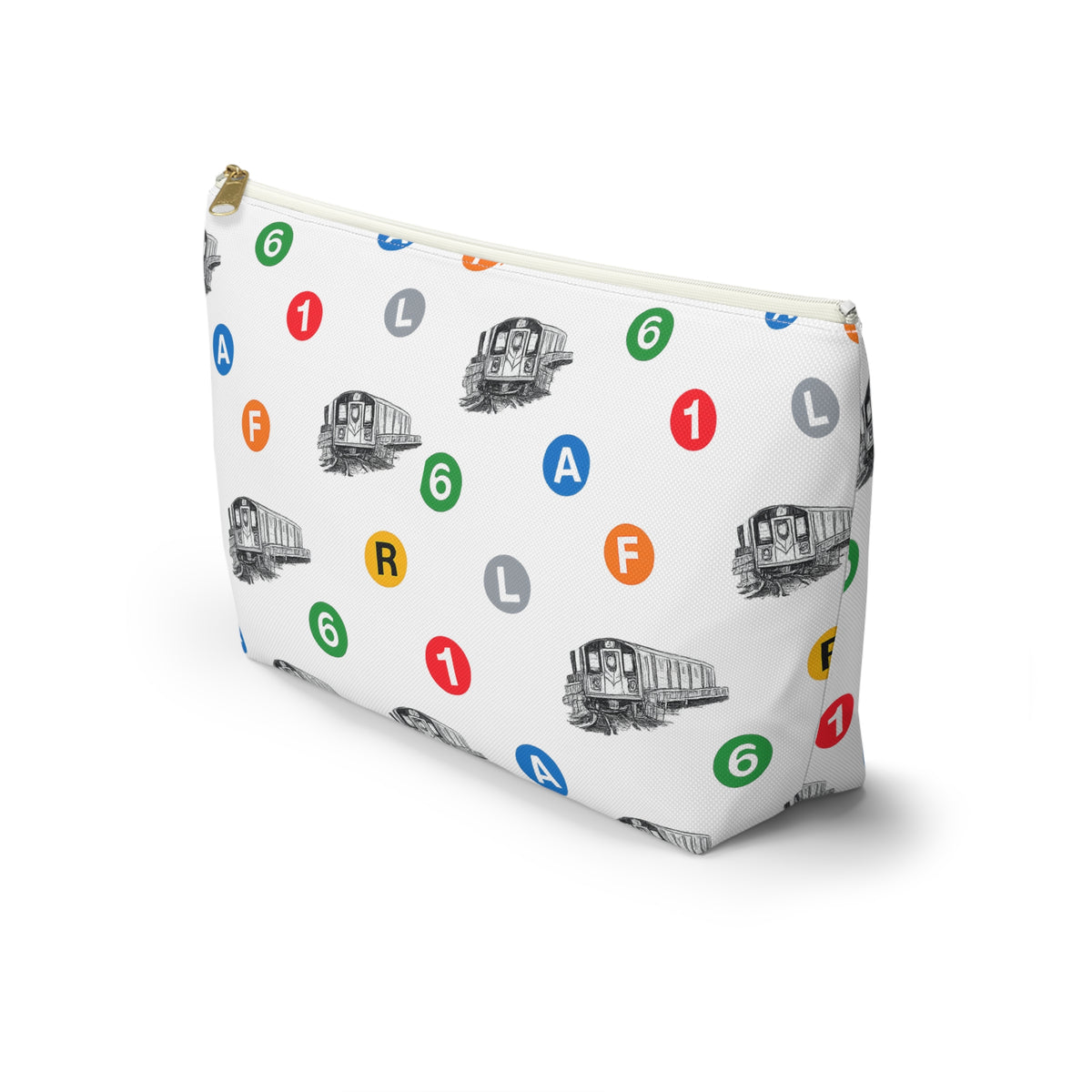 New York Subway Train Transit Icons Large Accessory Pouch — T-Bottom Makeup Bag