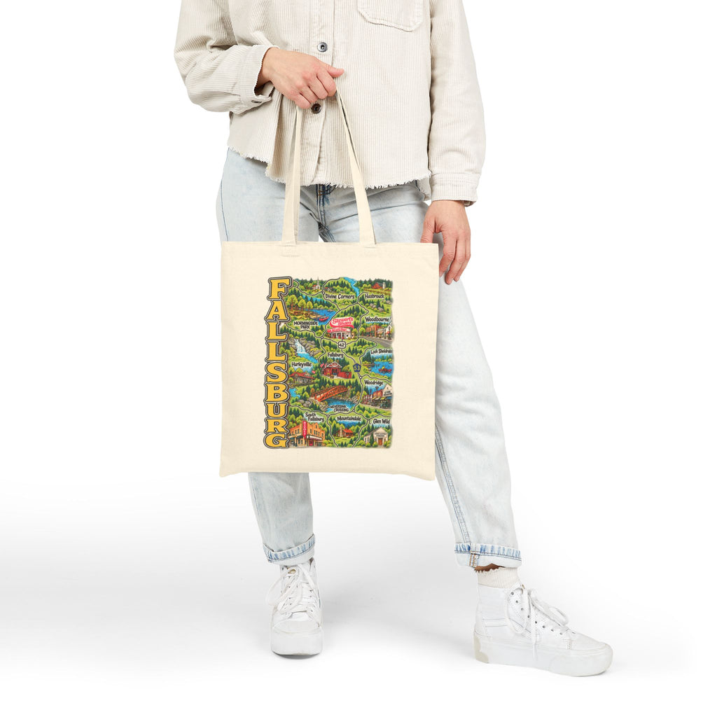 Fallsburg Map, Catskills Upstate New York Cotton Canvas Tote Bag