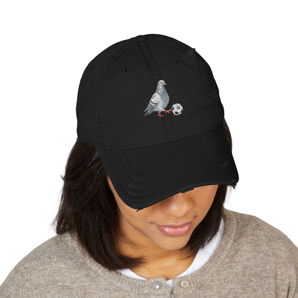Corona NYC Pigeon Dad Hat – Distressed Embroidered New York Soccer Ball Cap