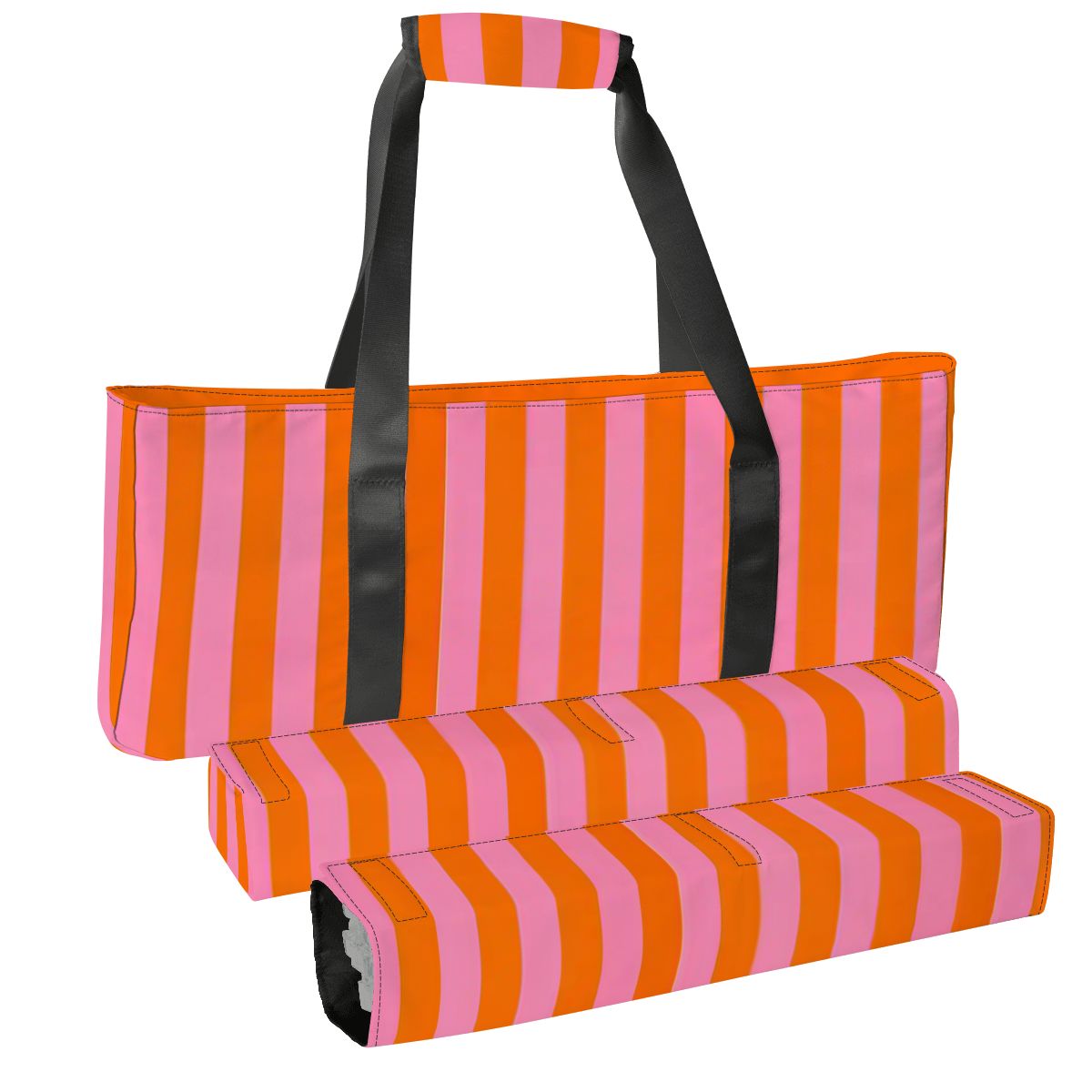 Orange and Pink Stripes Mahjong Bag Set 3 Pcs
