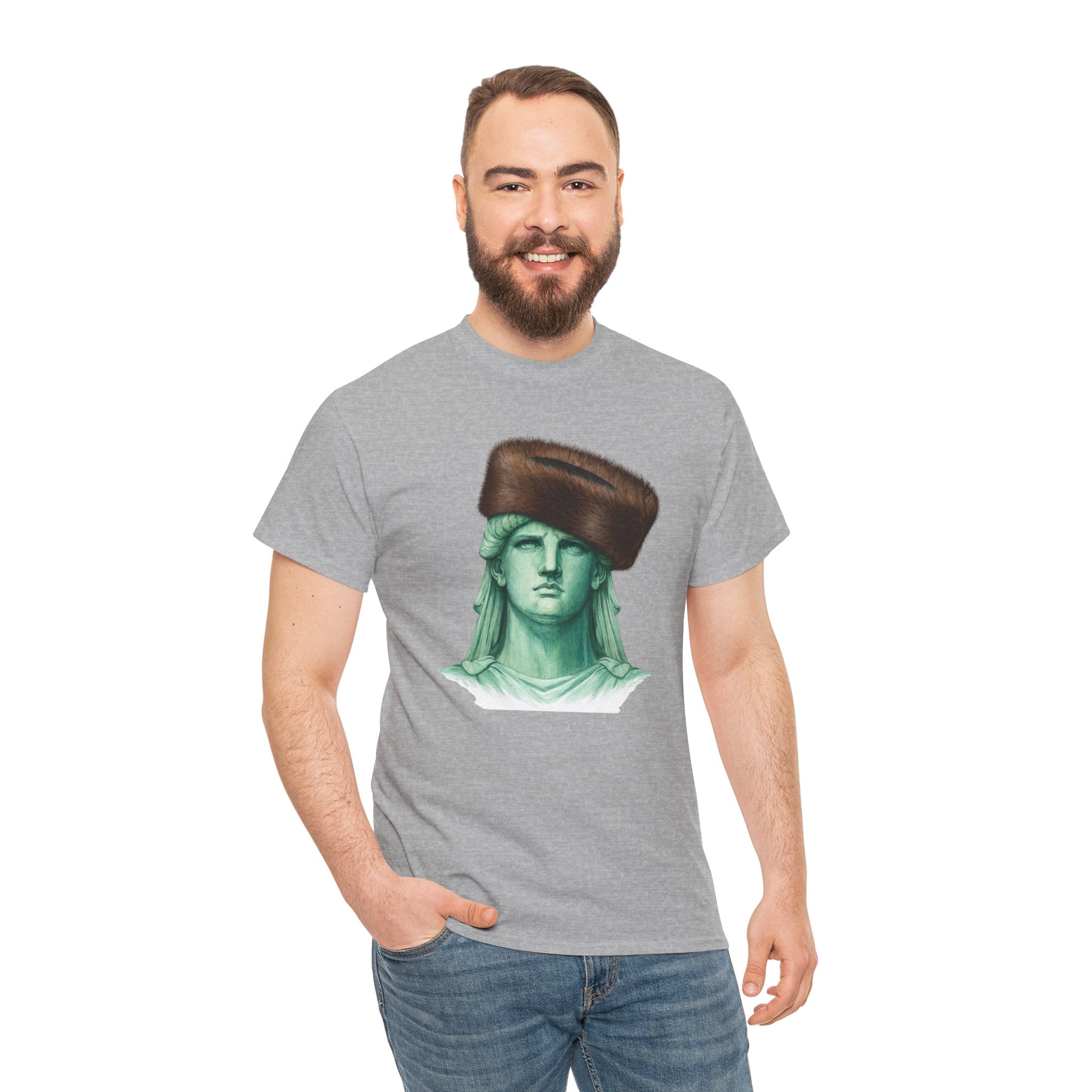 Statue of Liberty Crowned with Shtreimel T-Shirt | NYC Statue Tee