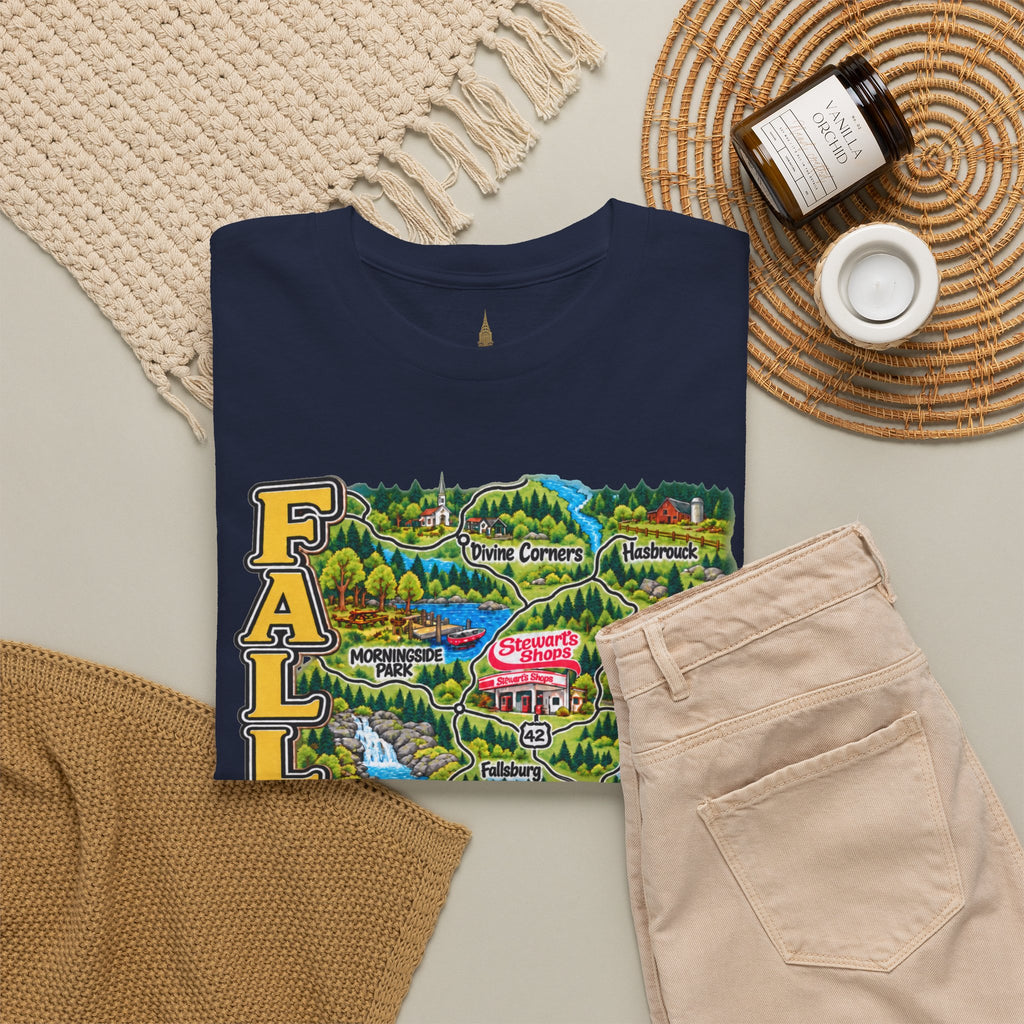 Fallsburg, NY Map T-Shirt  Catskills Upstate New York Tee