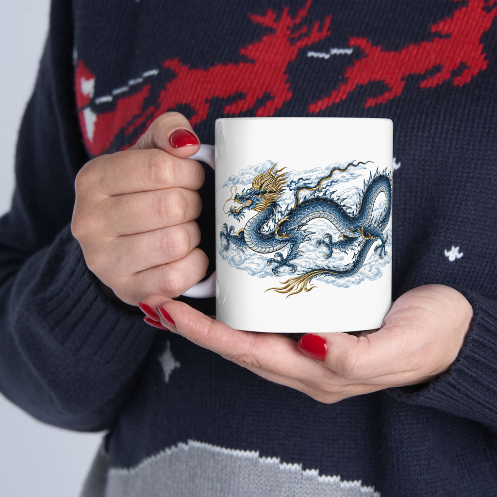 Chinatown NYC Dragon Ceramic Mug — Chinese Mythology Coffee Cup 11oz