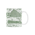 Astoria Green Toile de Jouy Mug | Queens Chinoiserie Ceramic Coffee Cup Custom White Mug (11oz)