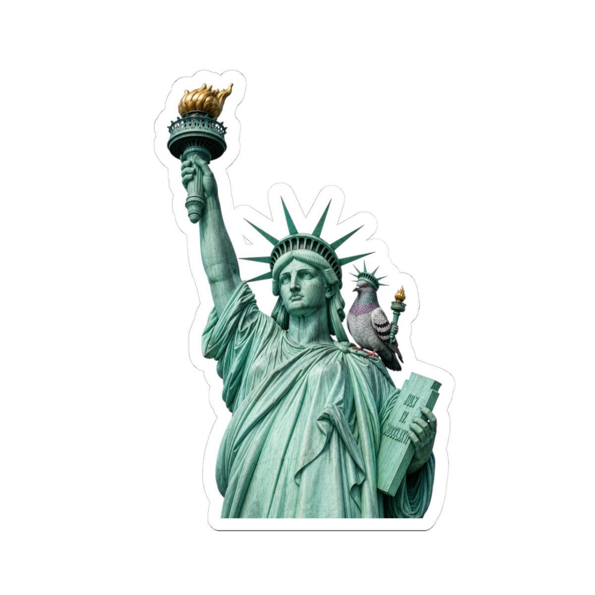 Liberty Island NYC Pigeon 3" x 3" Sticker