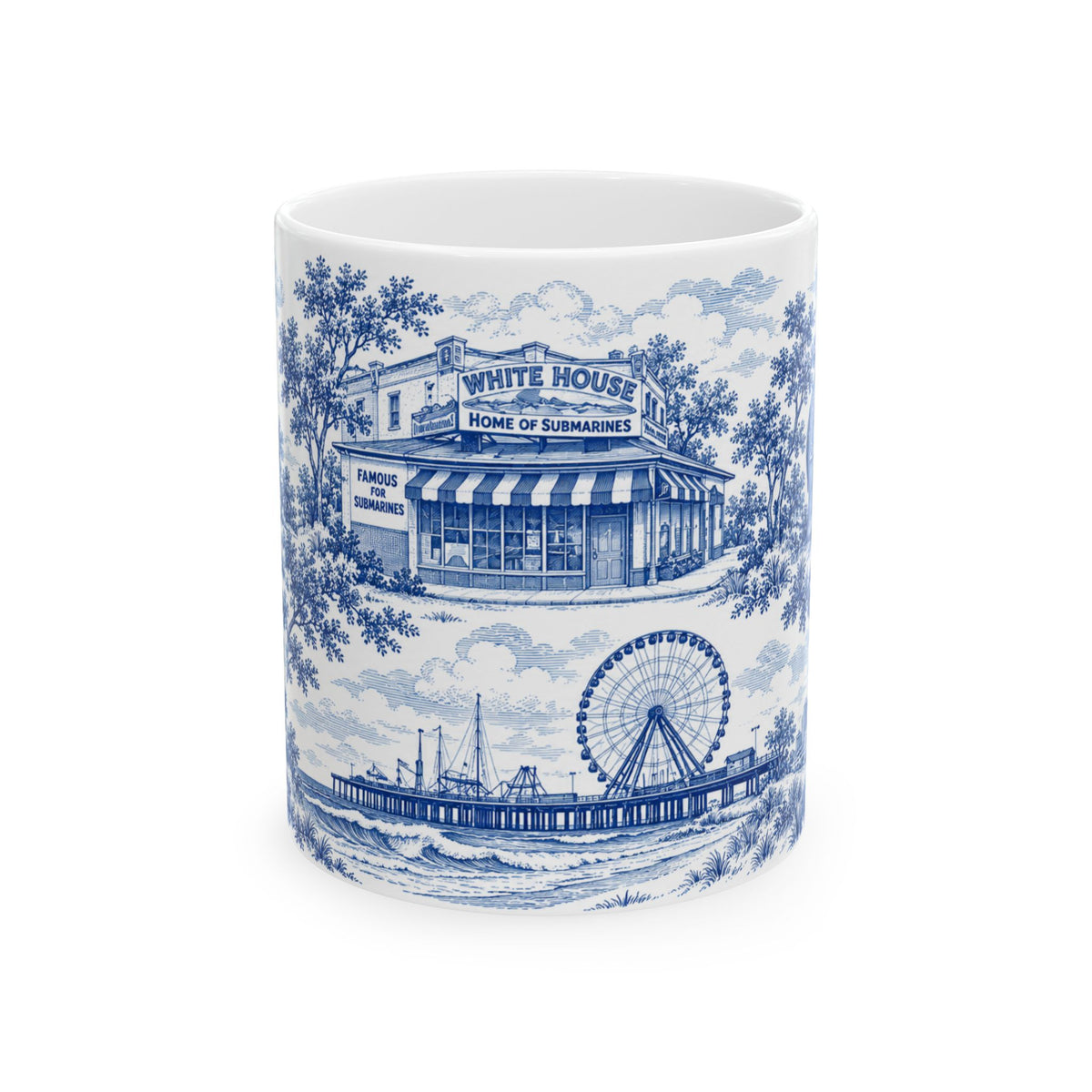 Atlantic City Blue Toile de Jouy 11oz Mug