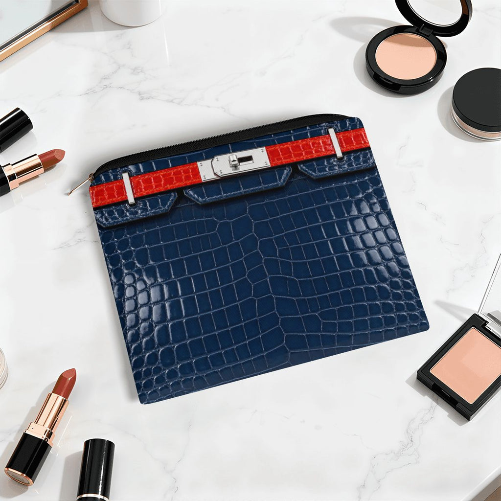 Canal Street Navy Croc Print Large Coin Purse