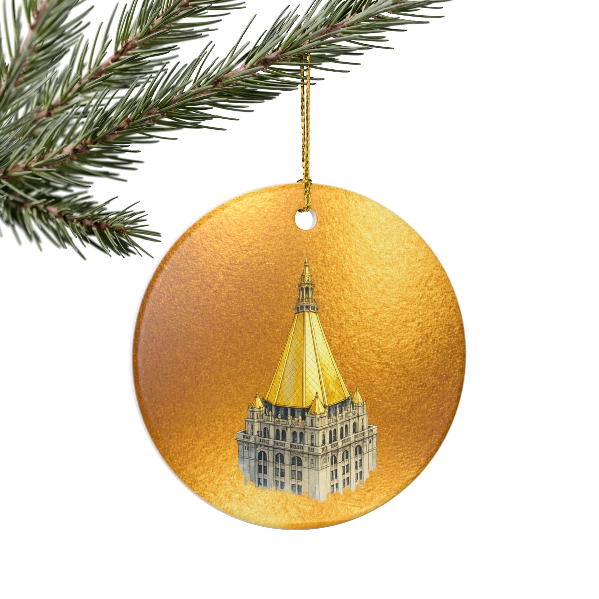New York Life Building Ceramic Christmas Tree Ornament — NYC Skyline Holiday Decoration