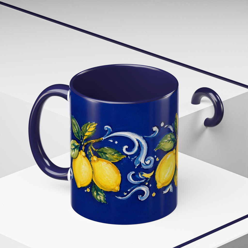 Little Italy Amalfi Blue with Lemon Mug — Blue Ceramic Kitchen Mug (11oz)