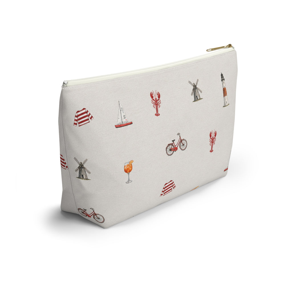 Icons of The Hamptons Large Heather Gray Pouch — T-Bottom Makeup & Travel Organizer