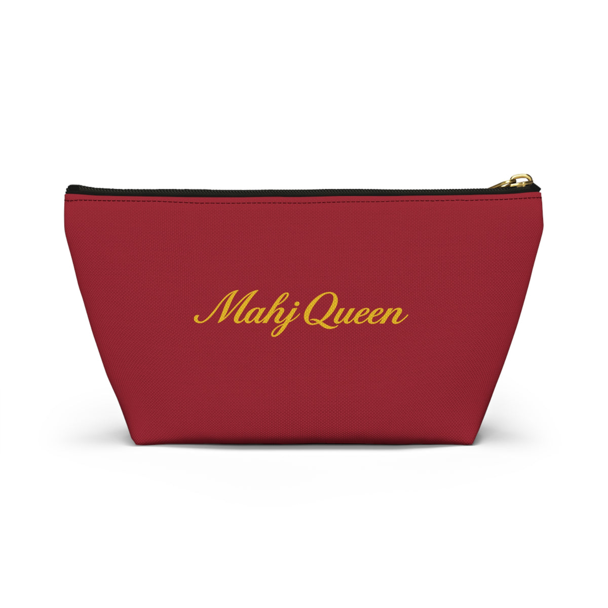 Maroon Mahj Queen Tile Bag  — Red T‑Bottom Makeup & Accessory Pouch