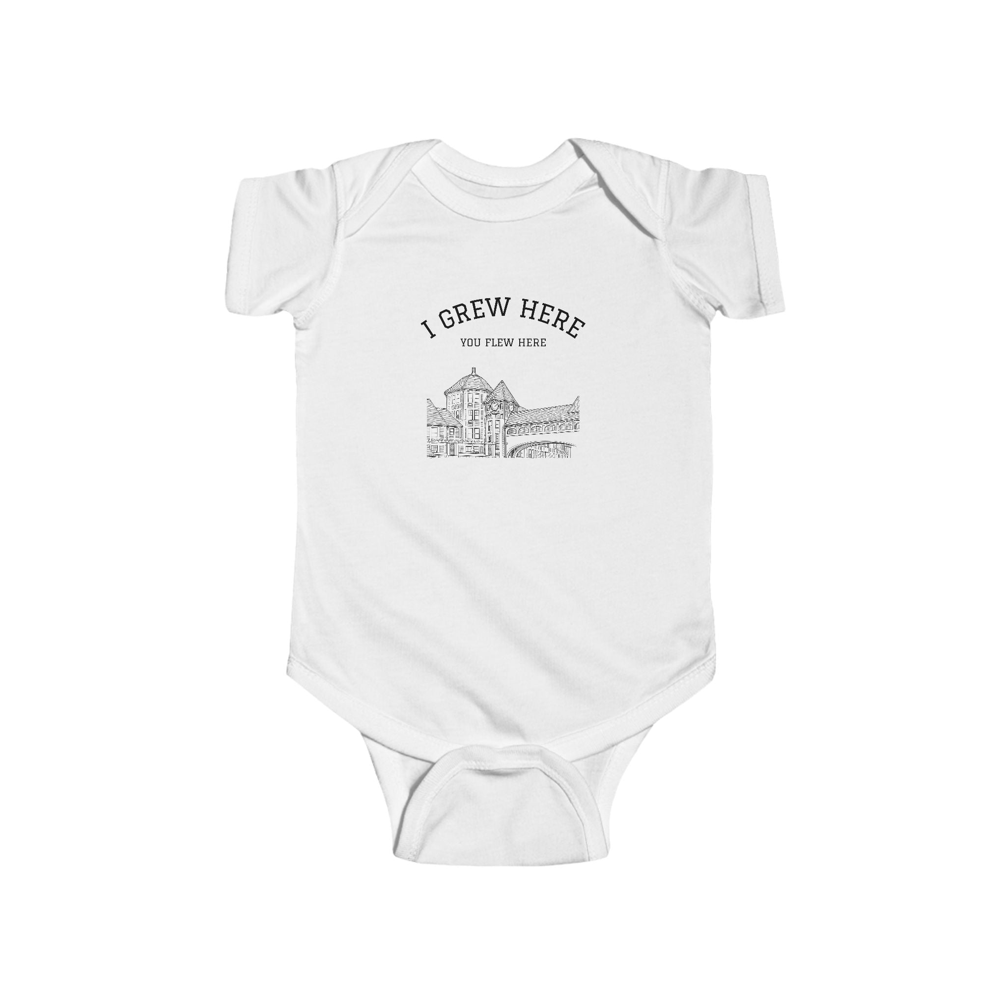 Forest Hills Station Plaza Baby Bodysuit | I Grew Here You Flew Here baby onesie