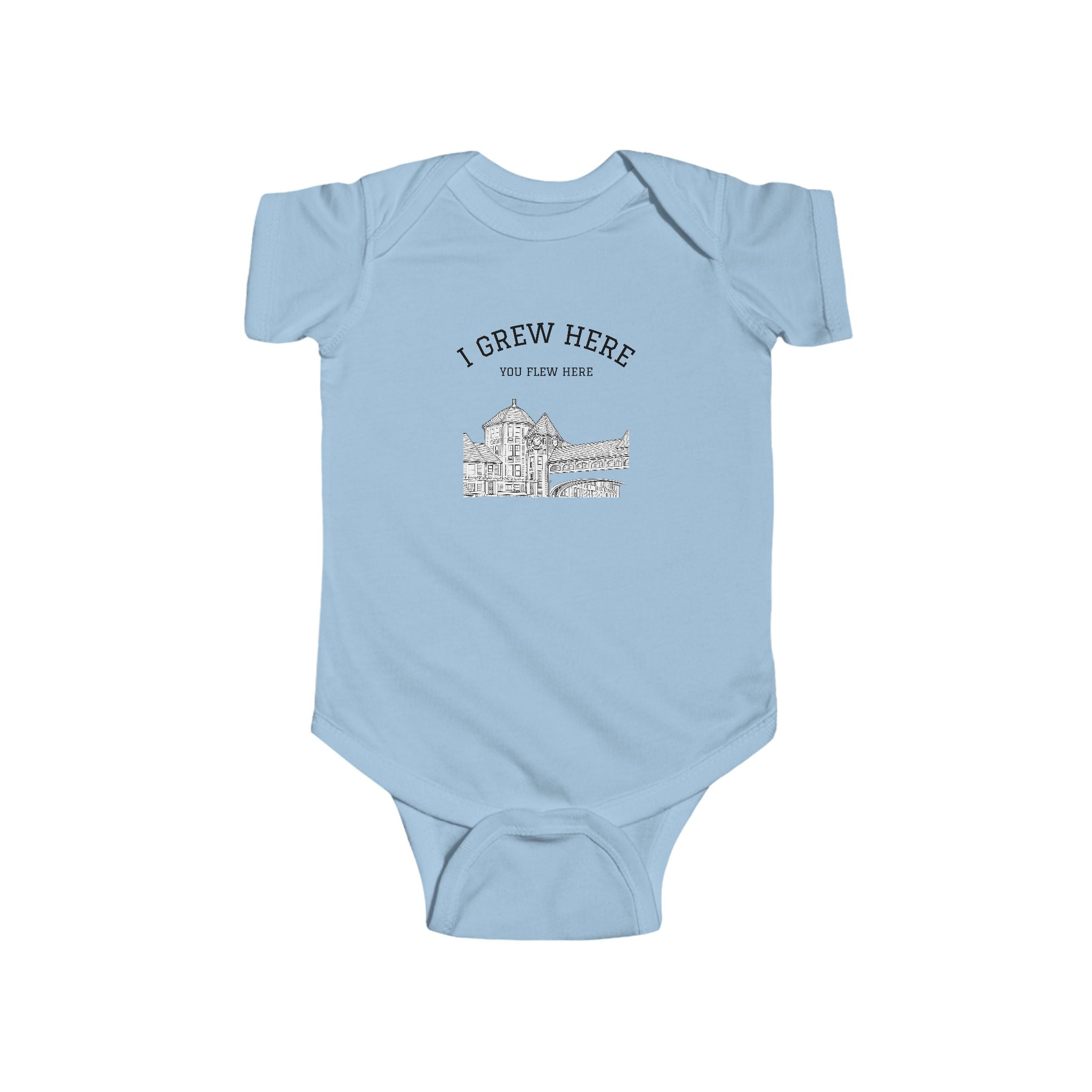 Forest Hills Station Plaza Baby Bodysuit | I Grew Here You Flew Here baby onesie