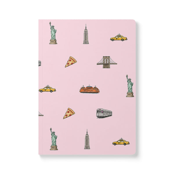 Icons of New York City Pink Softcover Notebook