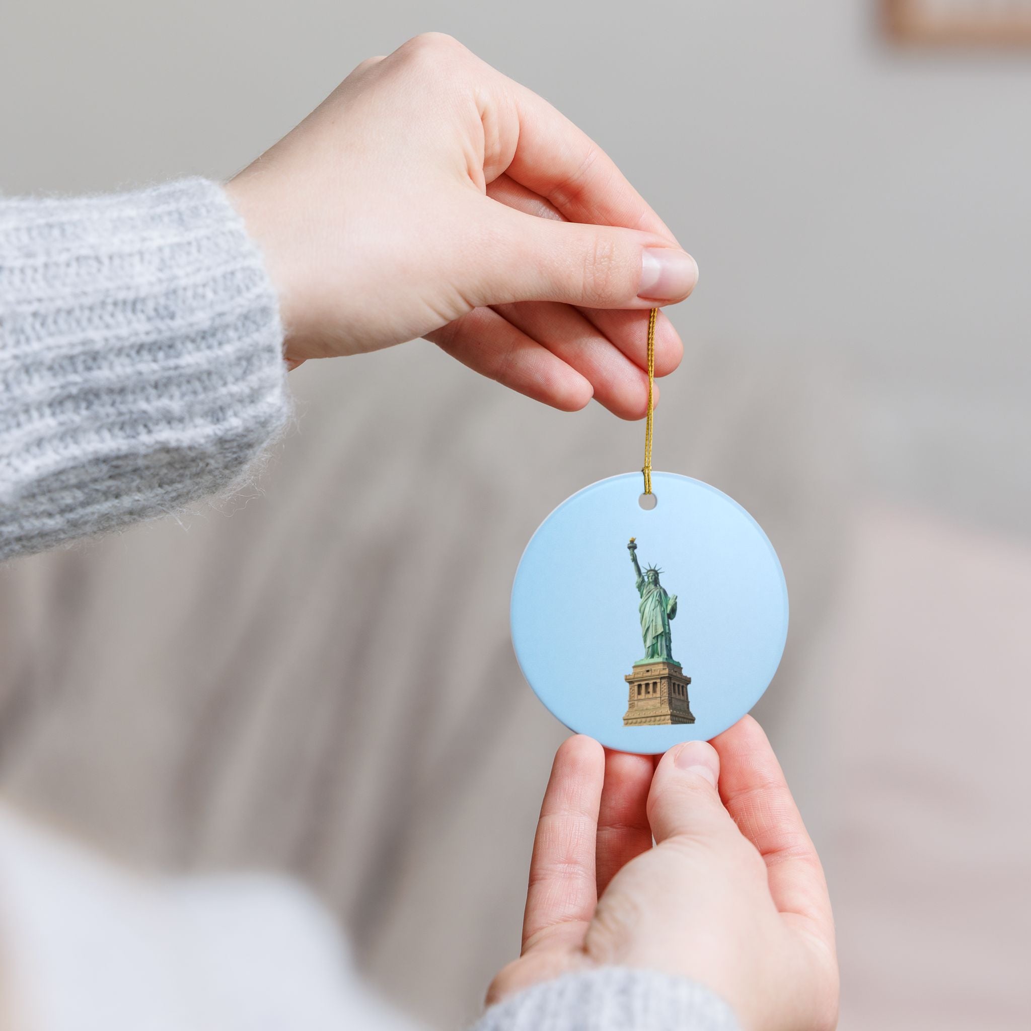 Statue of Liberty Ceramic Christmas Tree Ornament — NYC Skyline Holiday Decoration