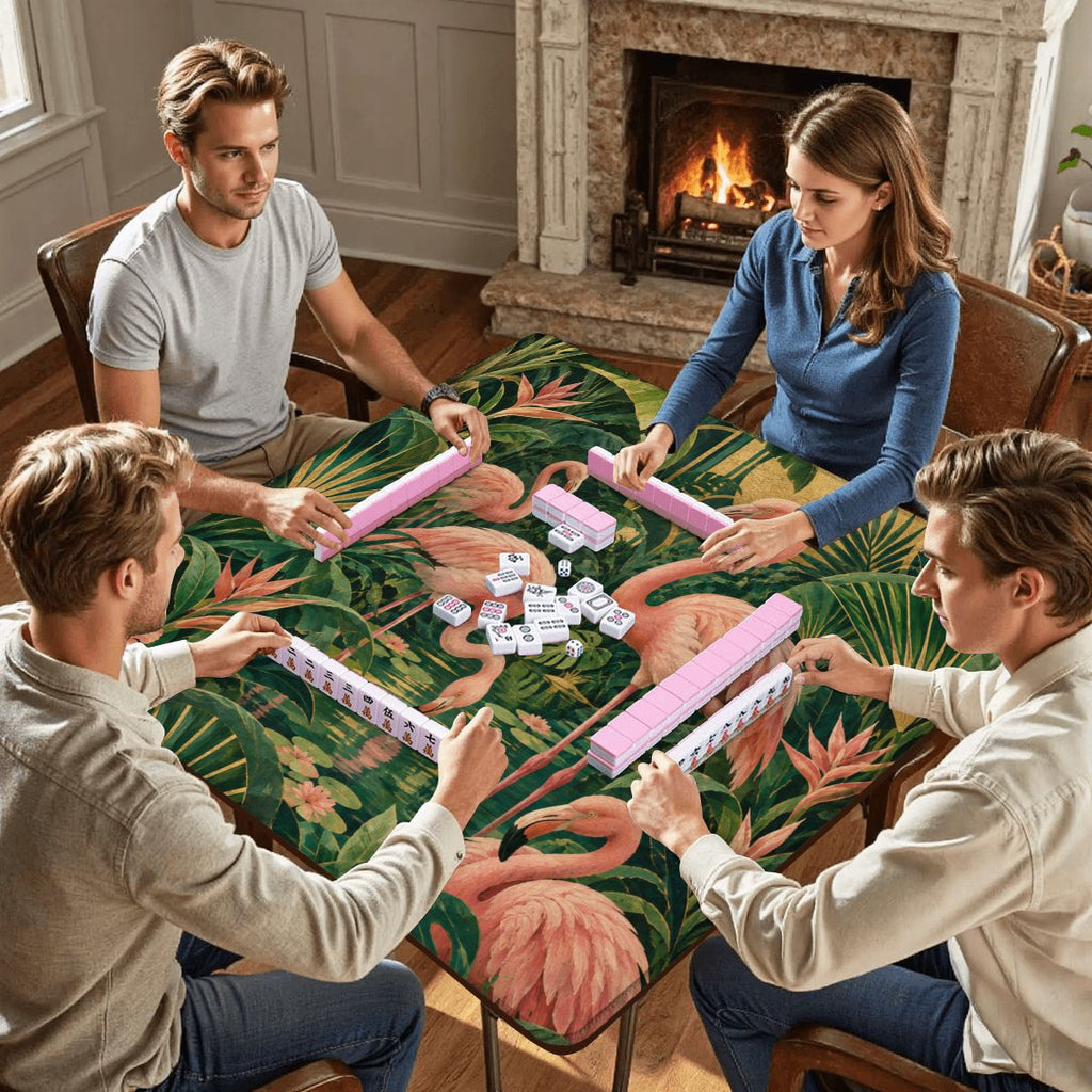 Pink Flamingos Art Deco Mahjong Mat 31.5"x31.5" (Ship Folded)