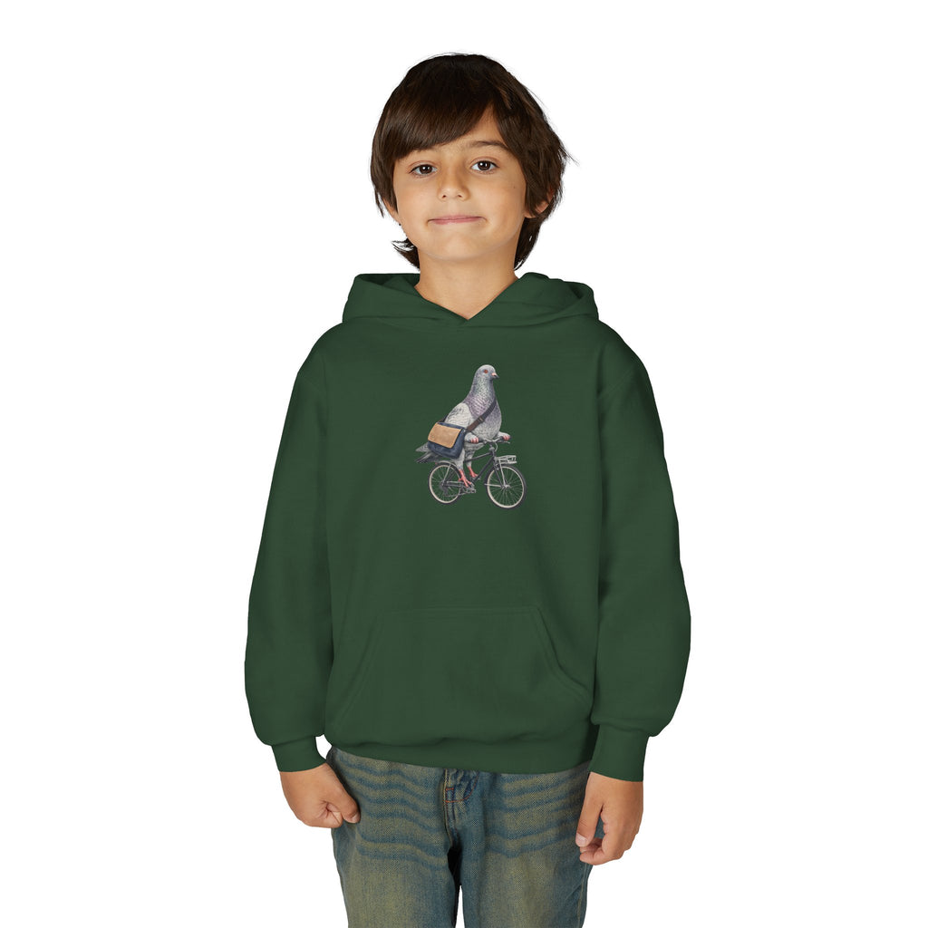 Customizable Midtown NYC Pigeon NYC Kids Hoodie | New York Bike Rider Bird Lovers Childrens Hooded Sweatshirt