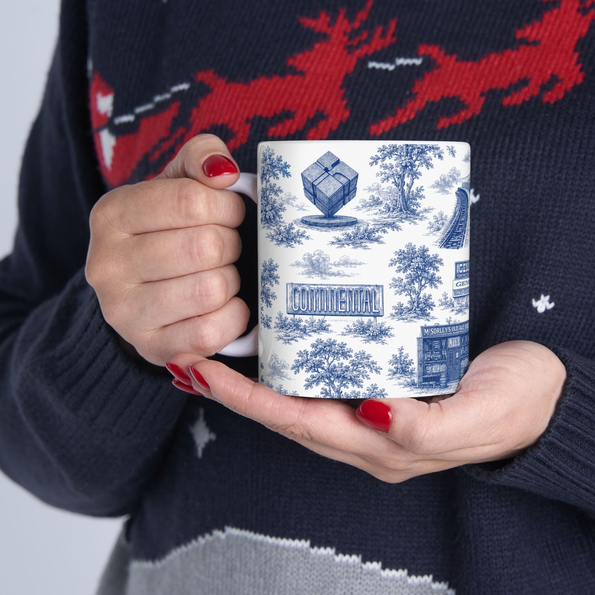 East Village Blue Toile de Jouy Mug | NYC Chinoiserie Ceramic Mug