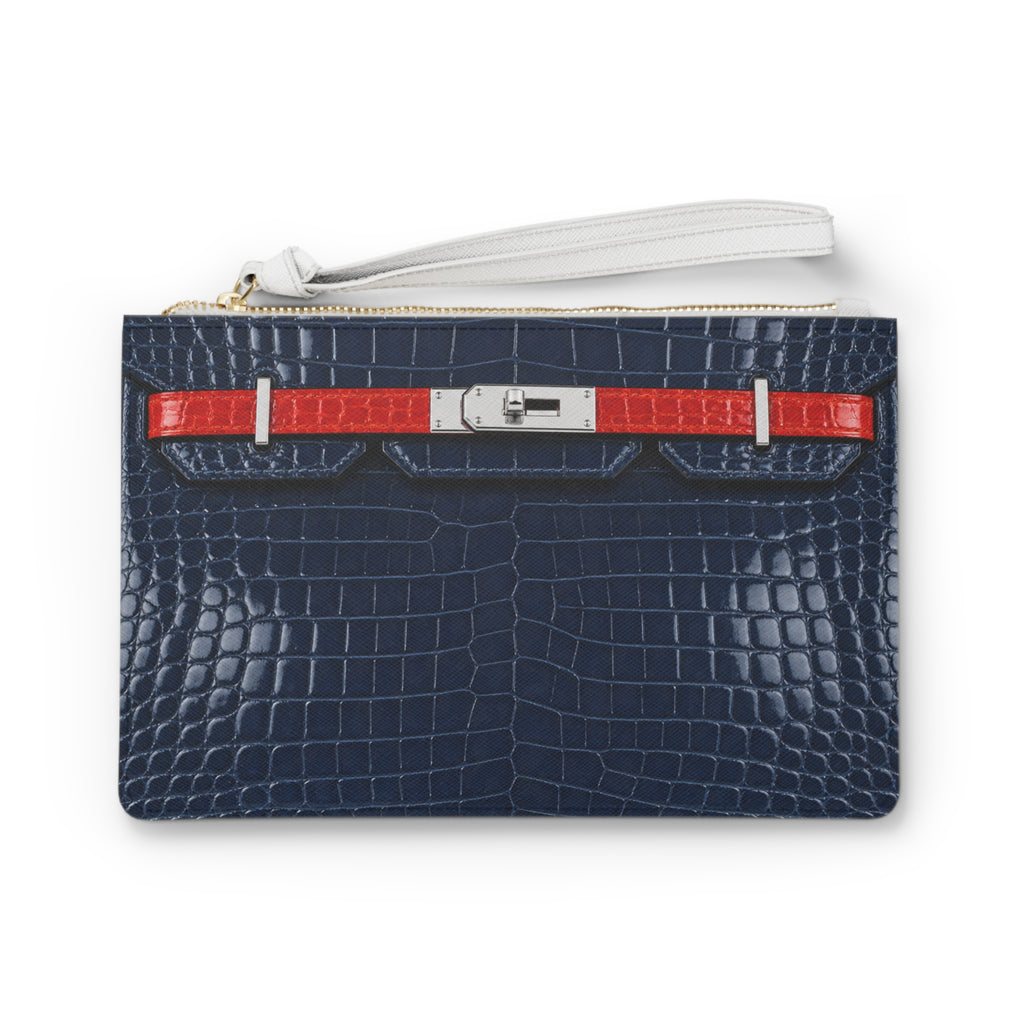 Canal Street Navy Croc Clutch Bag — Elegant Wristlet Purse for Evening & Gifts