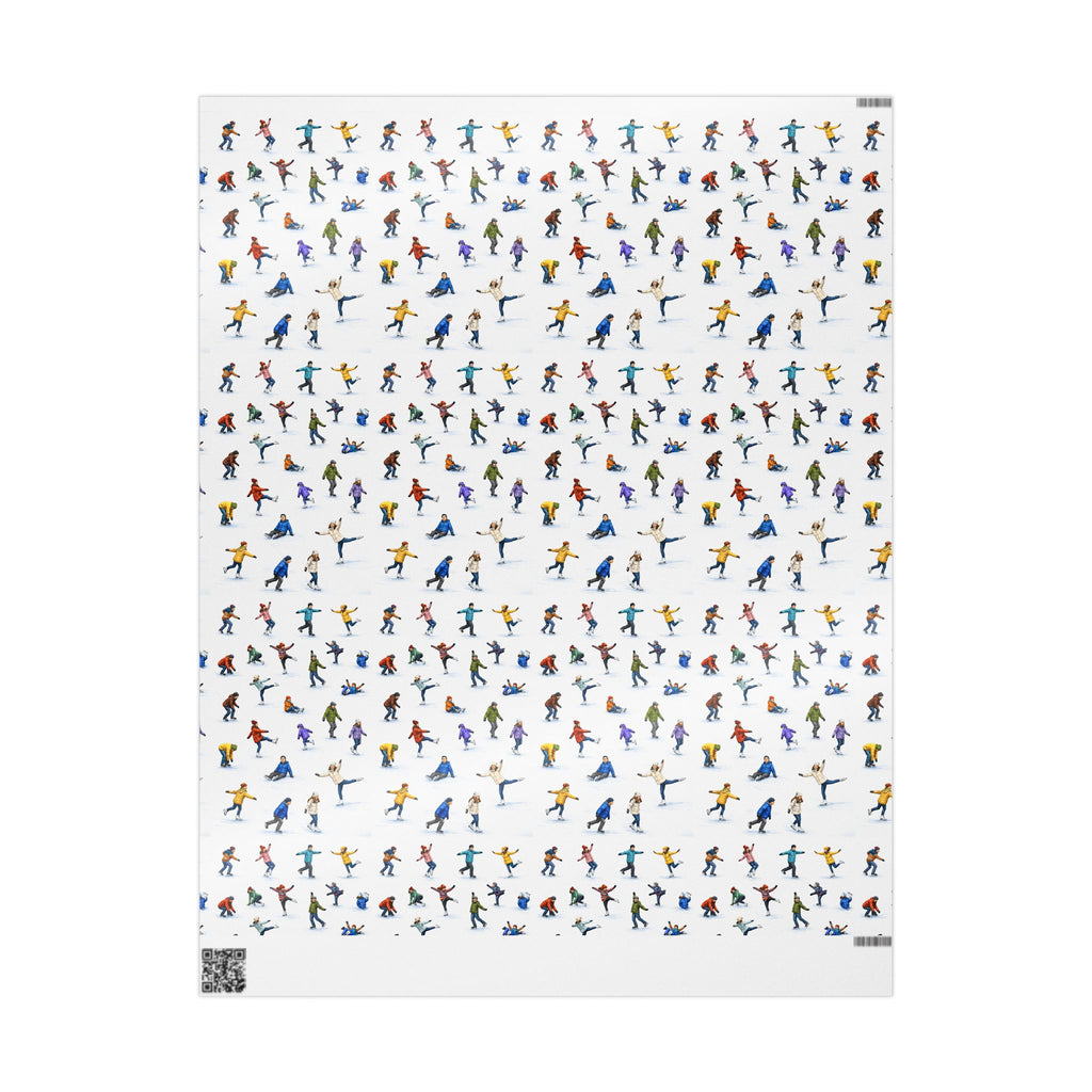 Winter Ice Skaters Gift Wrap Paper | Figure Skating Pattern Wrapping Paper