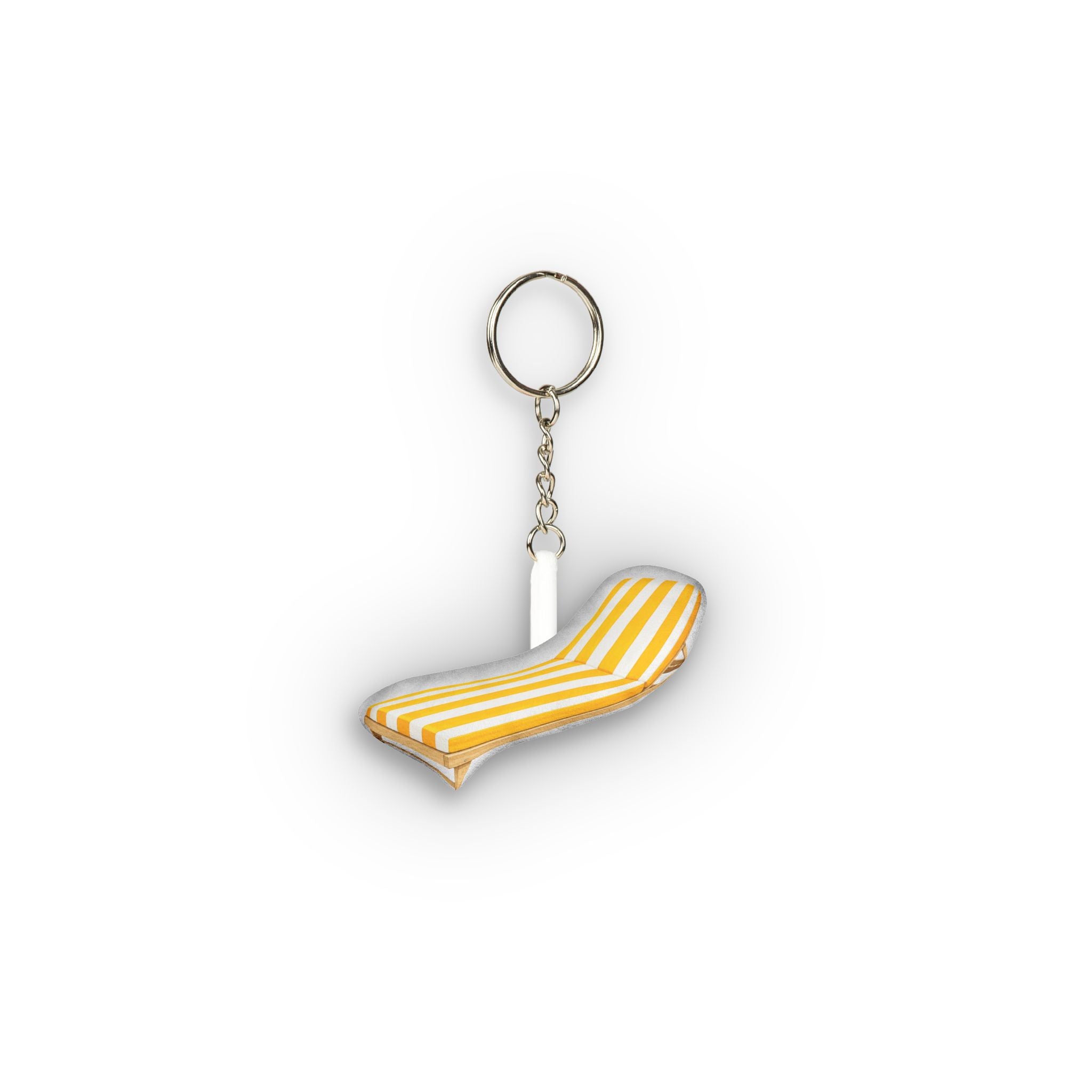 Chaise Lounge Mini Plush Keychain - Striped Cabana Chair Coastal Style Bag Charm
