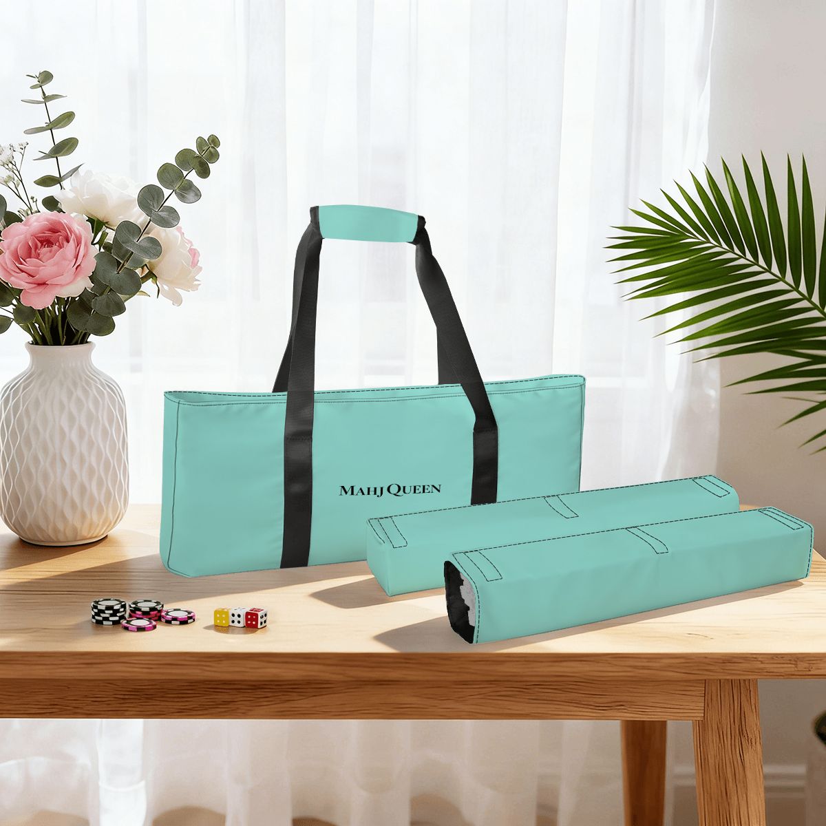 Robin's Egg Blue Mahj Queen Mahjong Bag Set 3 Piece