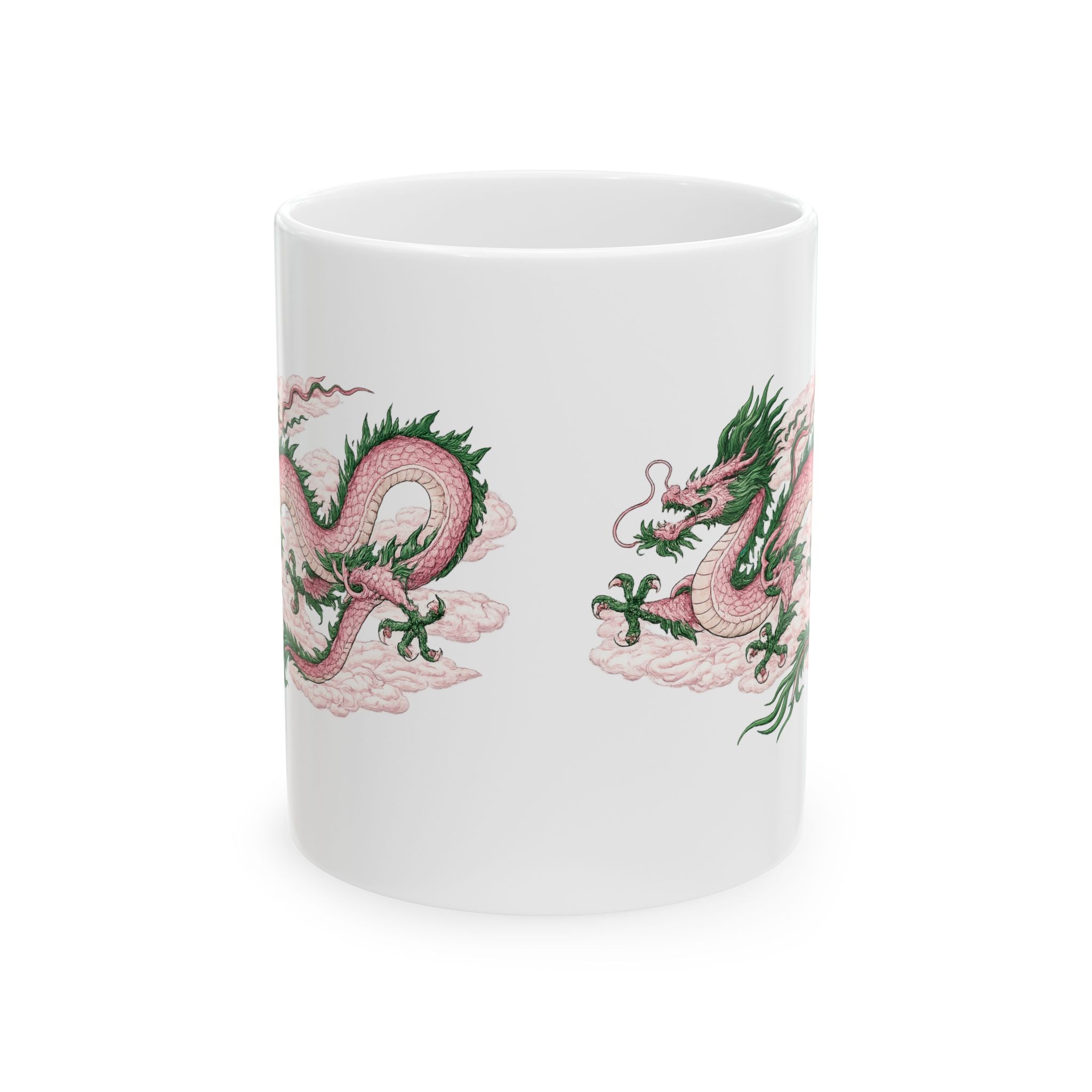 Chinatown NYC Pink Dragon Ceramic Mug — Chinese Mythology Coffee Cup 11oz