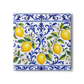Posavasos de cerámica Little Italy Amalfi azul y blanco con limón — Posavasos de bebida con patrón de limón mediterráneo