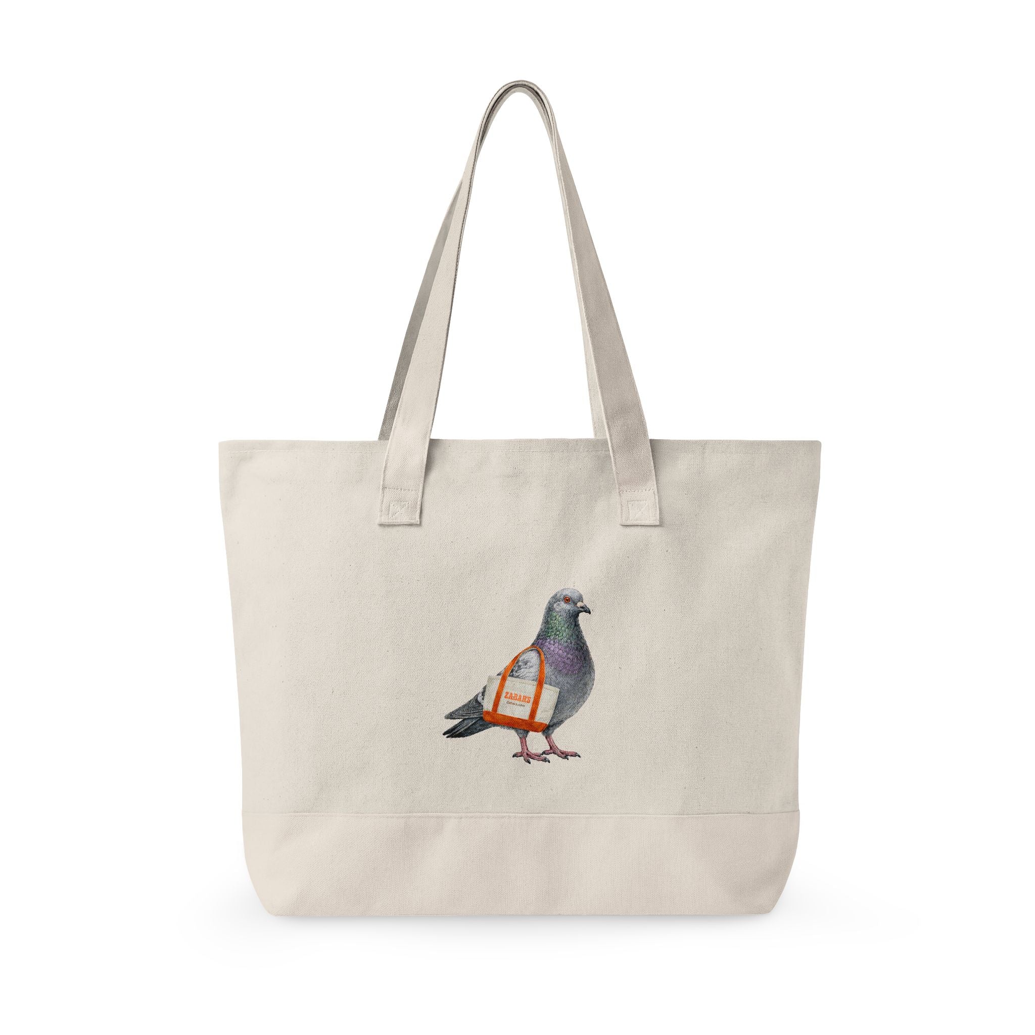 Upper West Side NYC Pigeon Zippered Canvas Grocery Tote    The New Yorker UWS Bird Lovers Grocery Bag