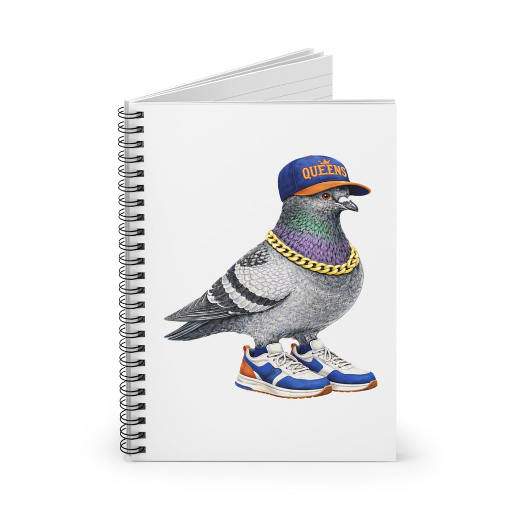 Customizable Queens NYC Pigeon Spiral Journal | New York Baseball Fan Bird Lovers Notebook